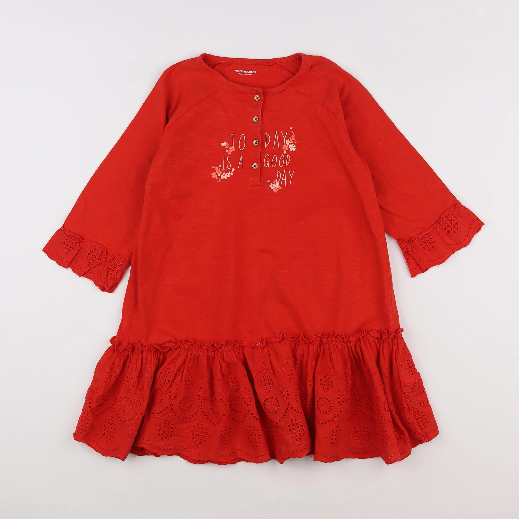 Vertbaudet - robe rouge - 8 ans