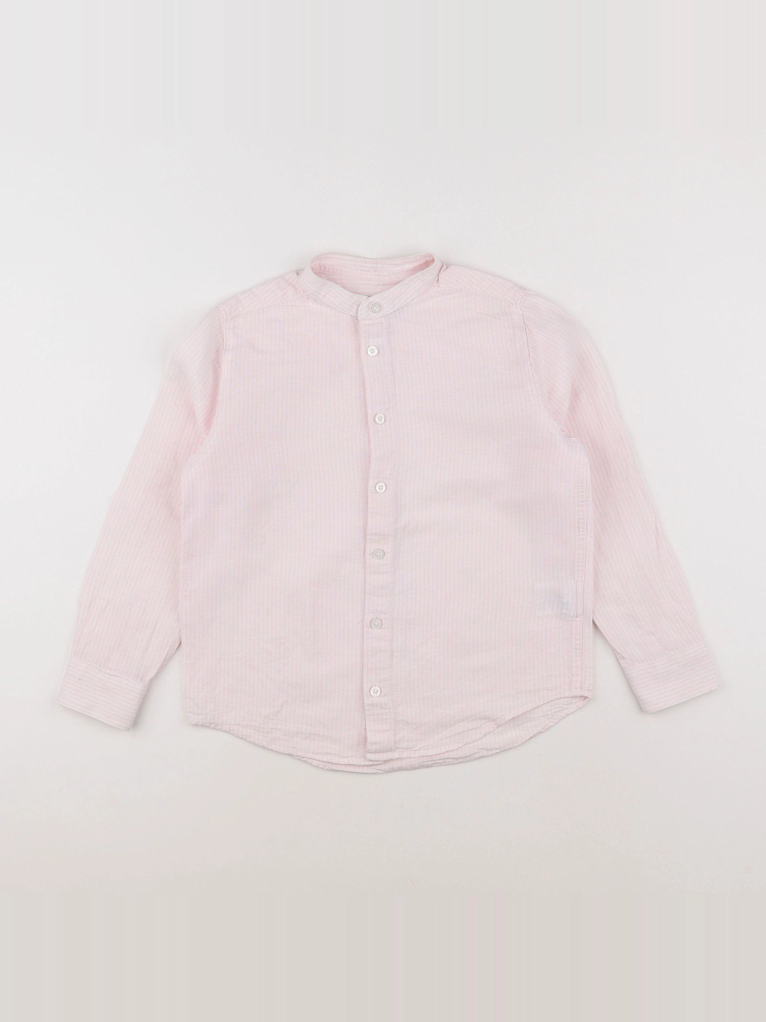 Cyrillus - chemise rose, blanc - 8 ans
