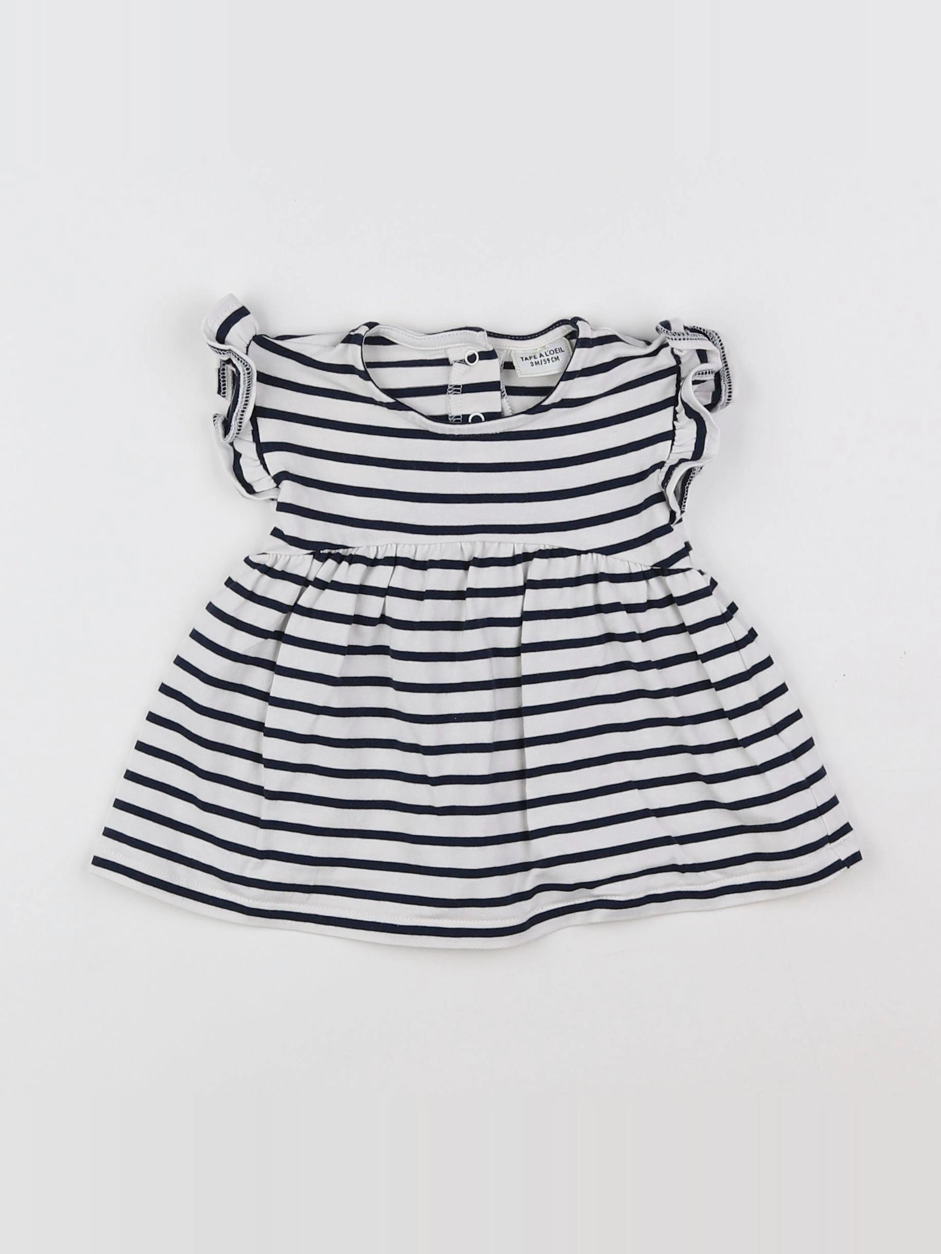 Tape à l'oeil - robe blanc, bleu - 3 mois