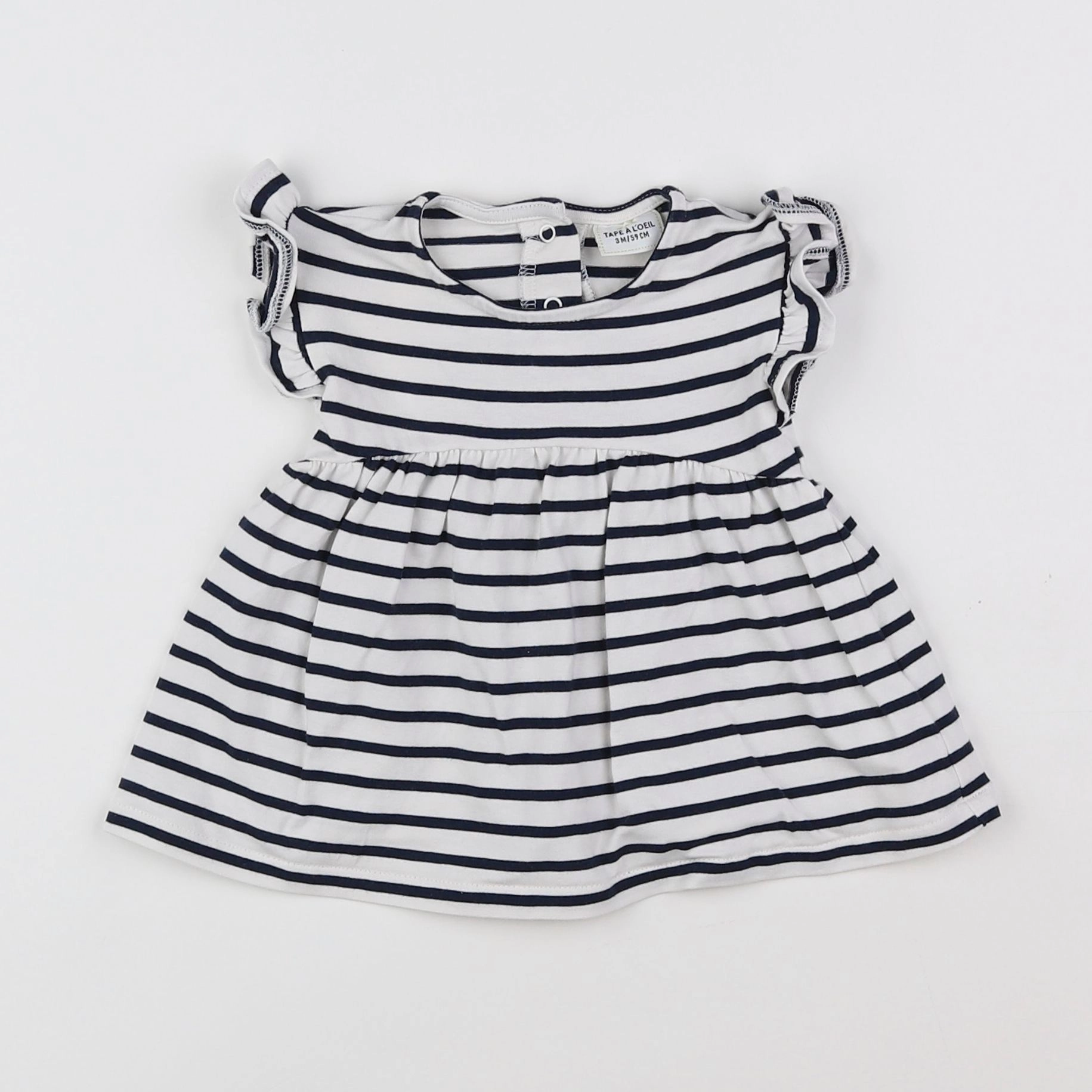 Tape à l'oeil - robe blanc, bleu - 3 mois