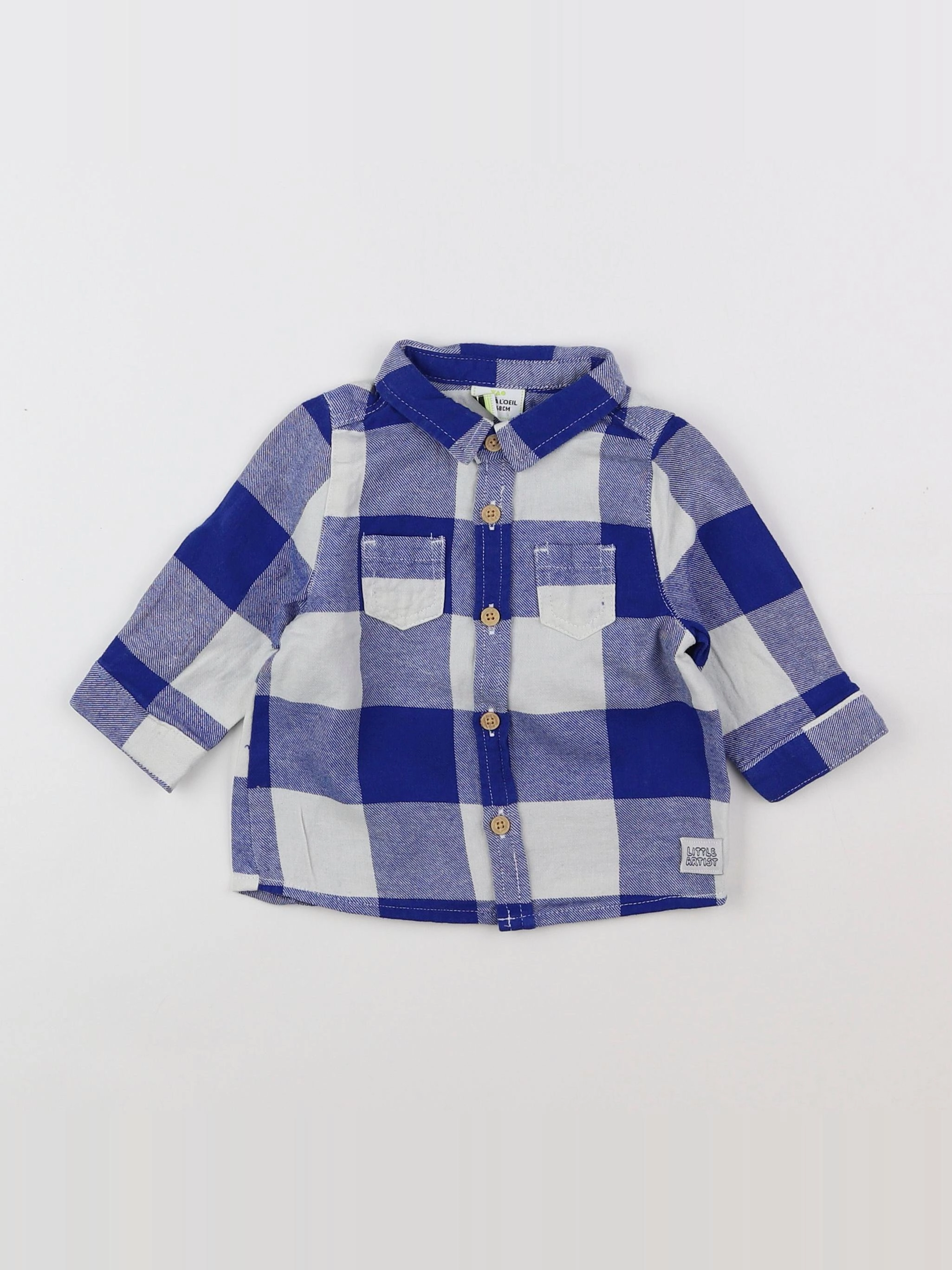 Tape à l'oeil - chemise bleu, blanc - 6 mois