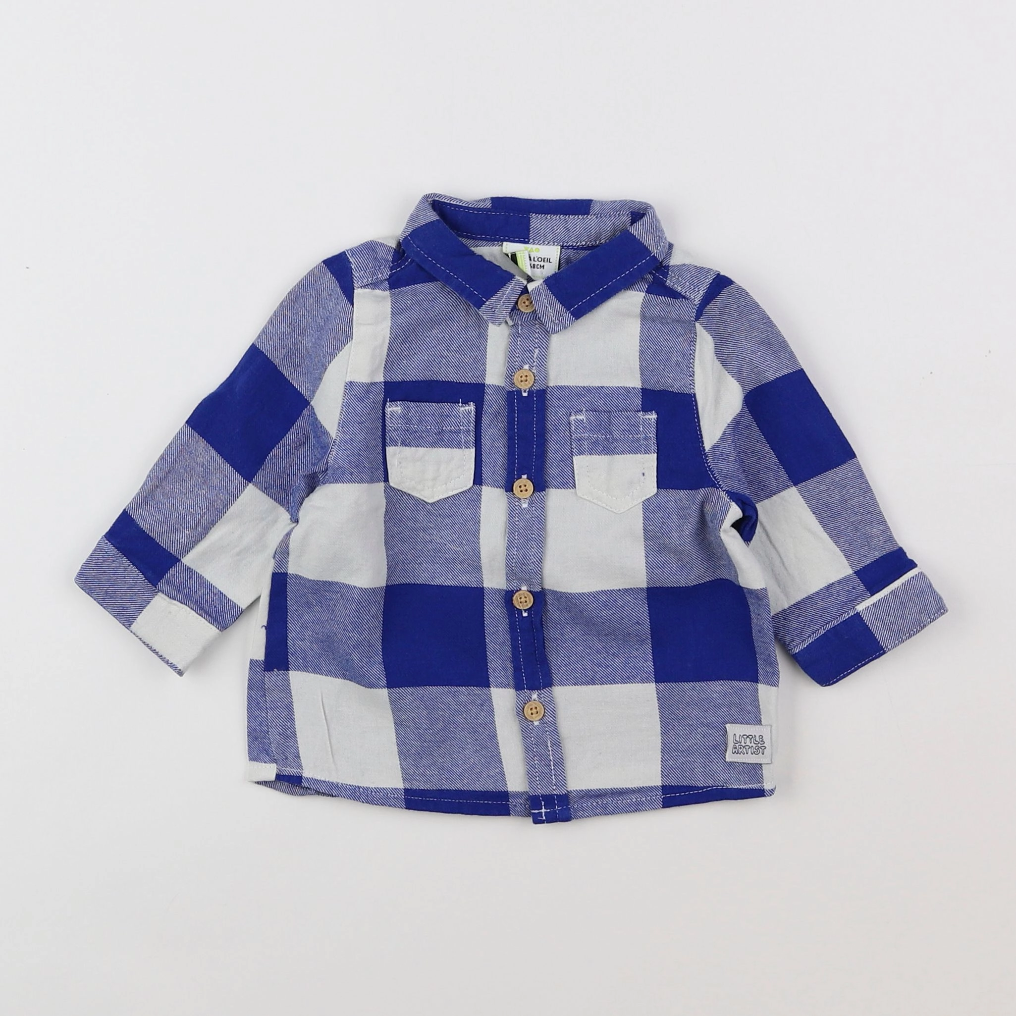 Tape à l'oeil - chemise bleu, blanc - 6 mois