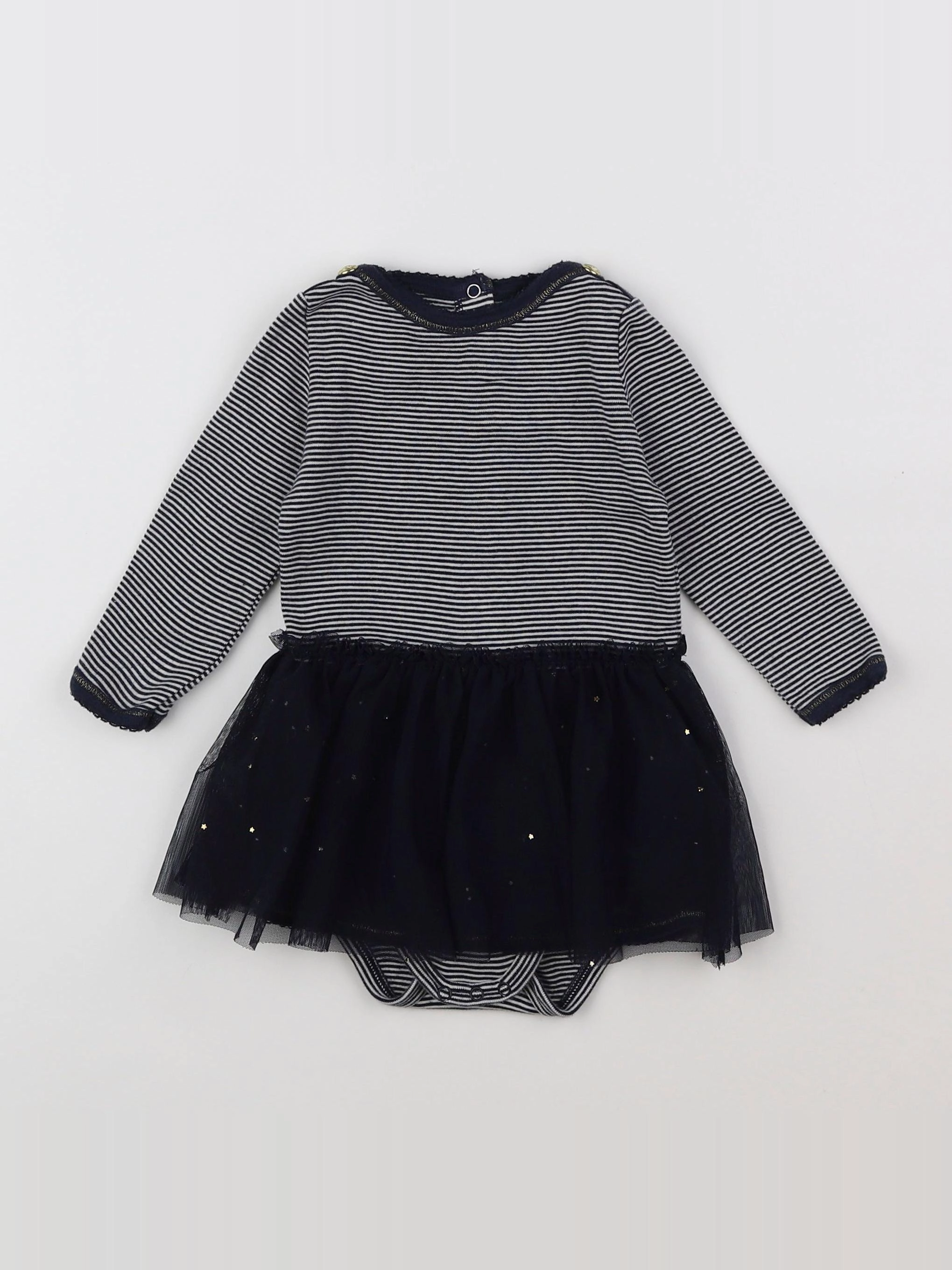 Petit Bateau - robe bleu, blanc - 6 mois