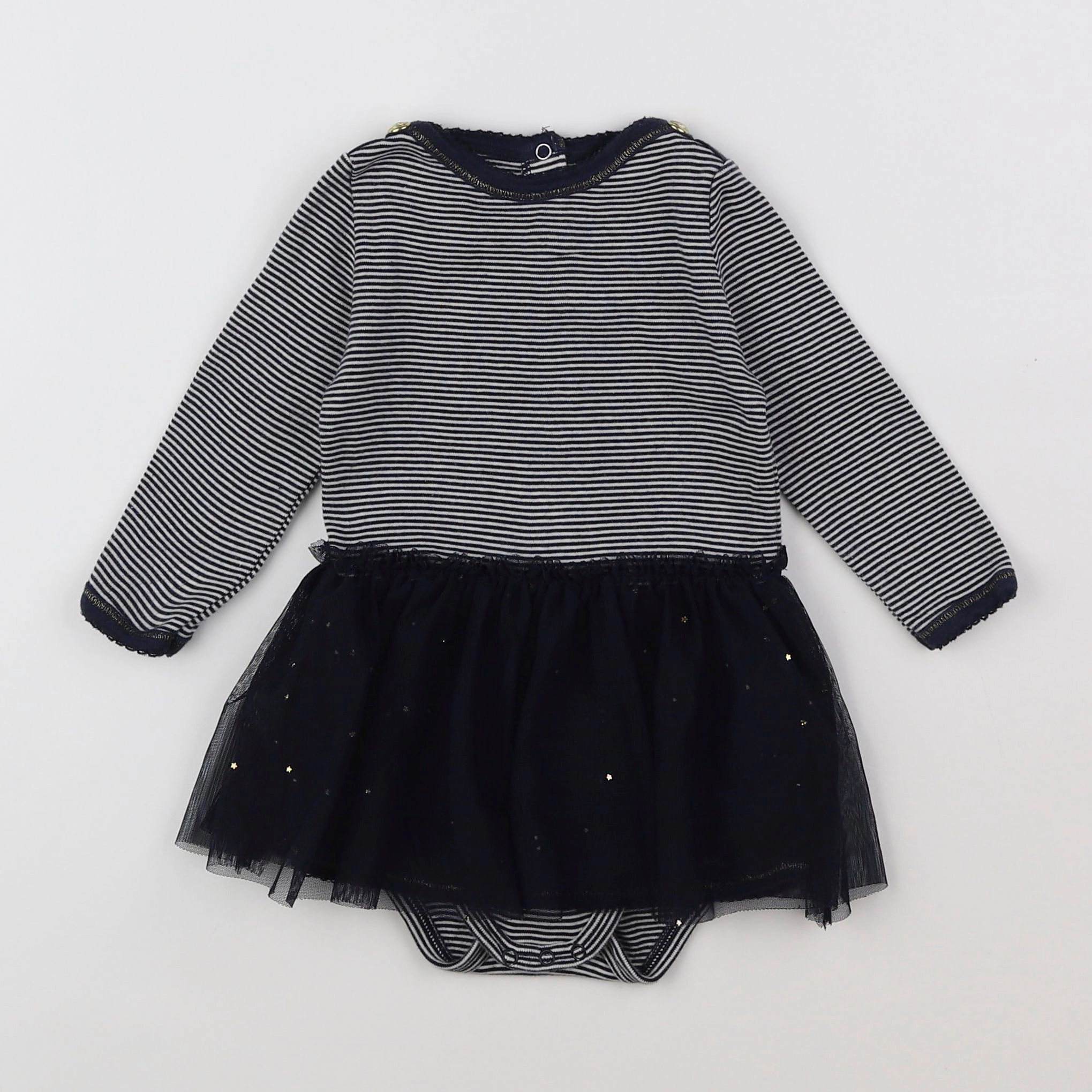Petit Bateau - robe bleu, blanc - 6 mois