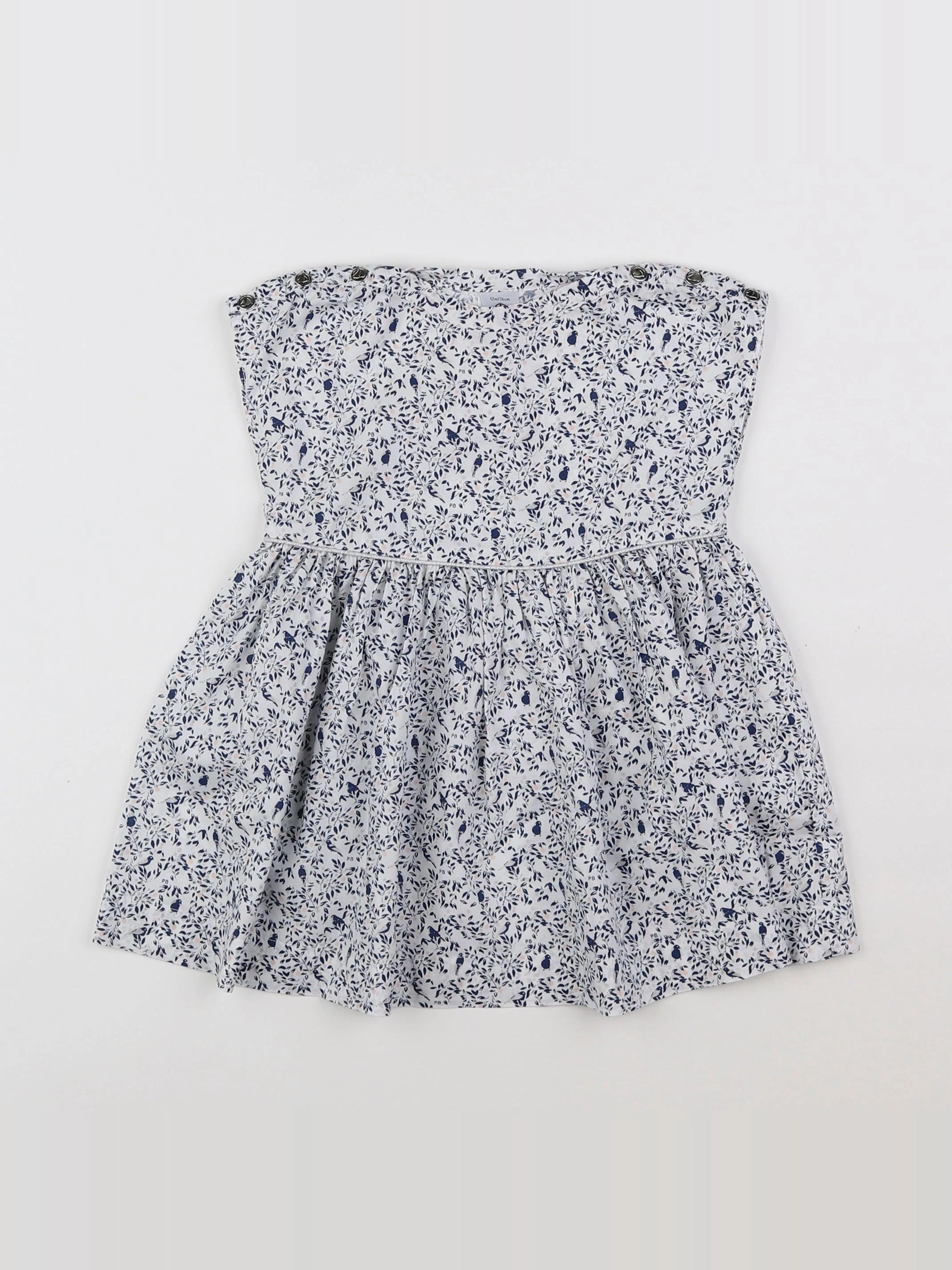 Petit Bateau - robe bleu, blanc - 12 mois