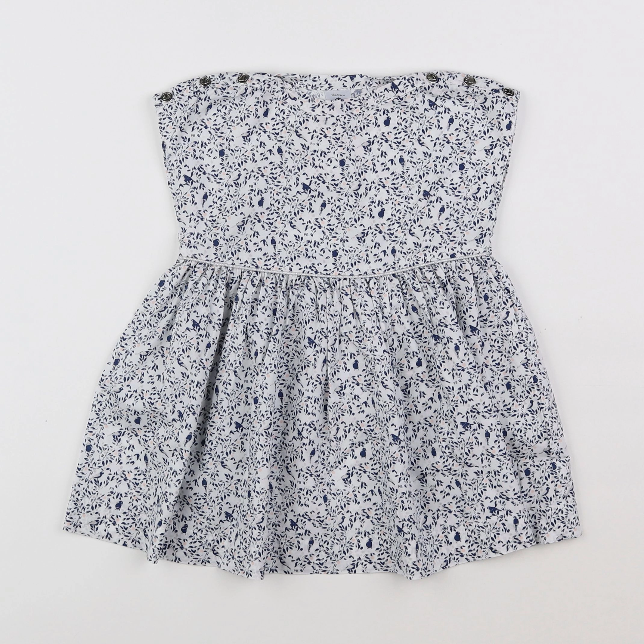 Petit Bateau - robe bleu, blanc - 12 mois
