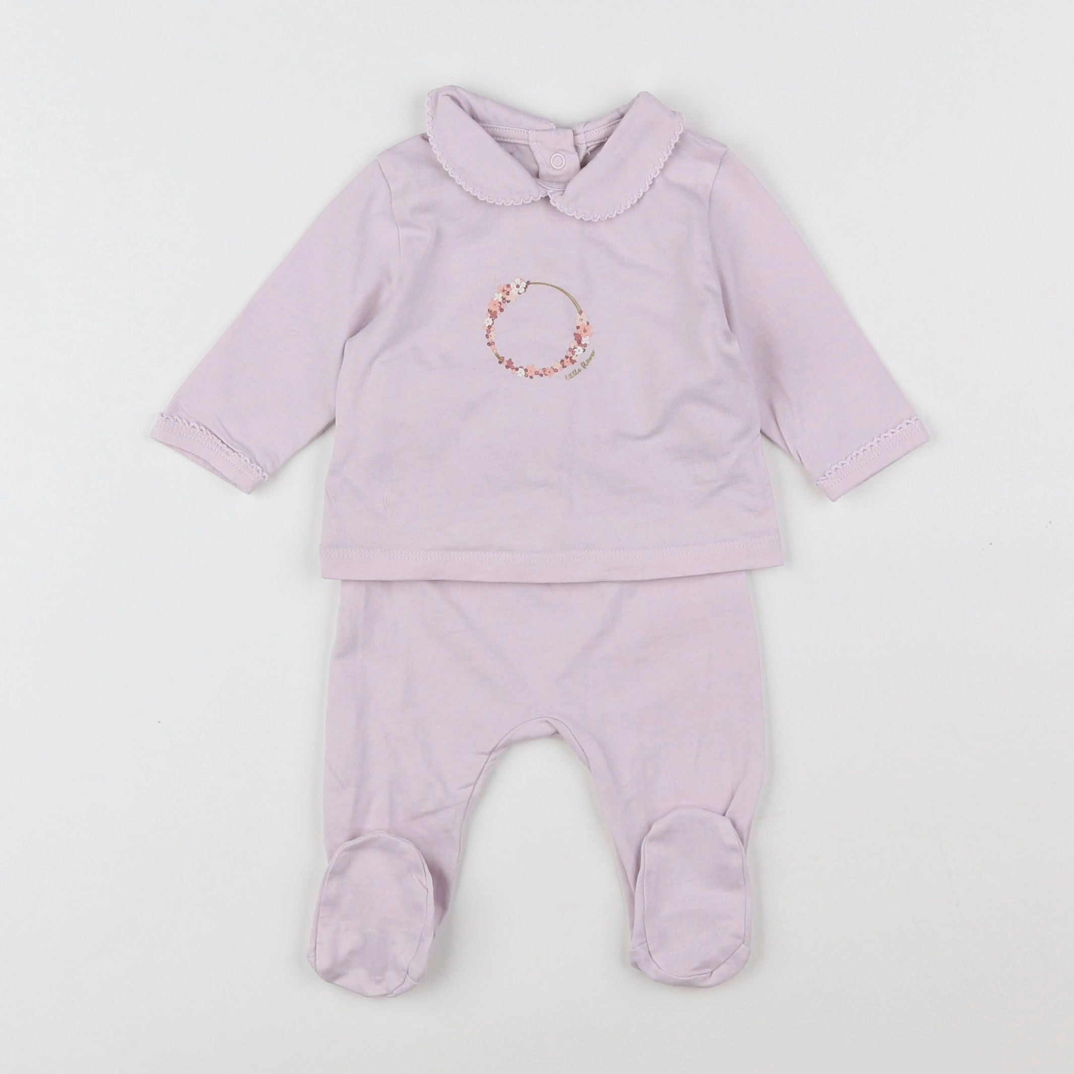 Vertbaudet - pyjama coton violet - 1 mois