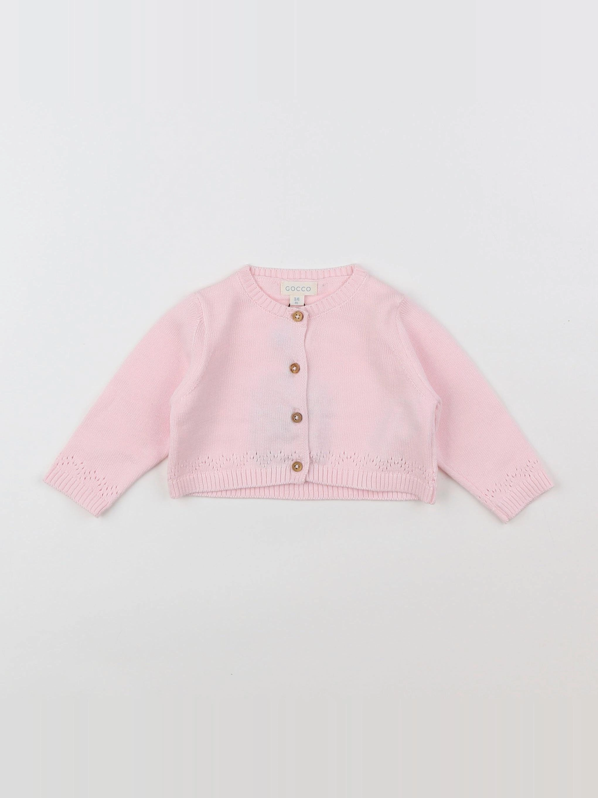 Gocco - gilet rose (état neuf) - 3/6 mois