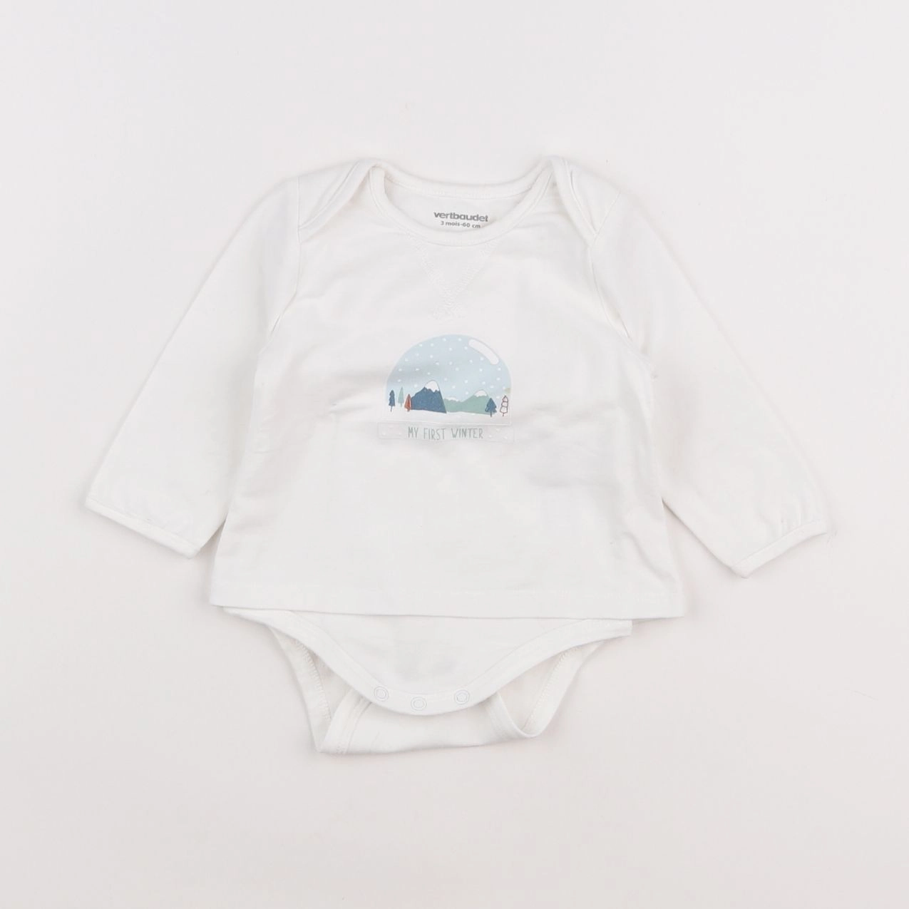 Vertbaudet - body tee-shirt blanc - 3 mois