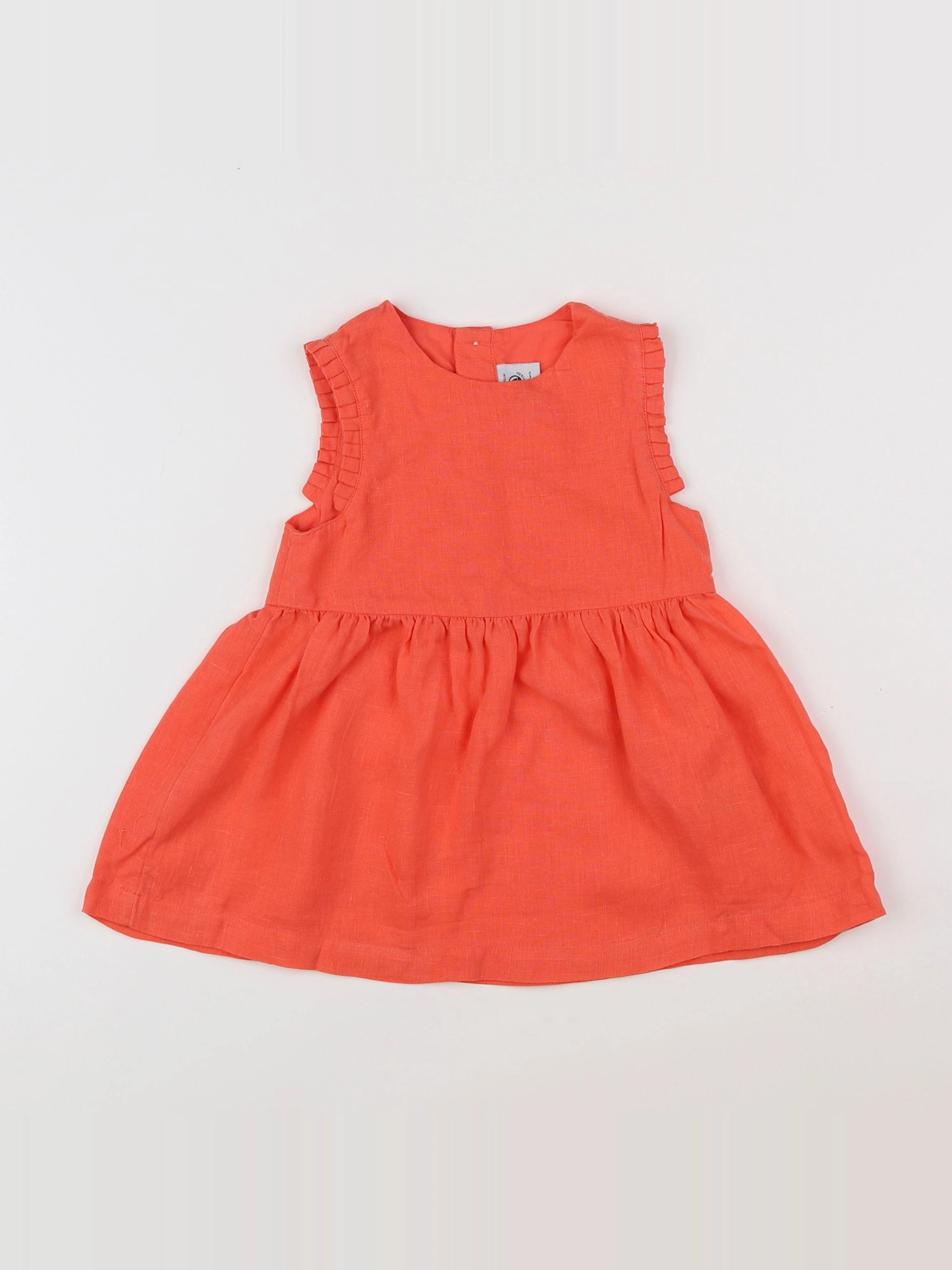 Petit Bateau - robe orange - 12 mois