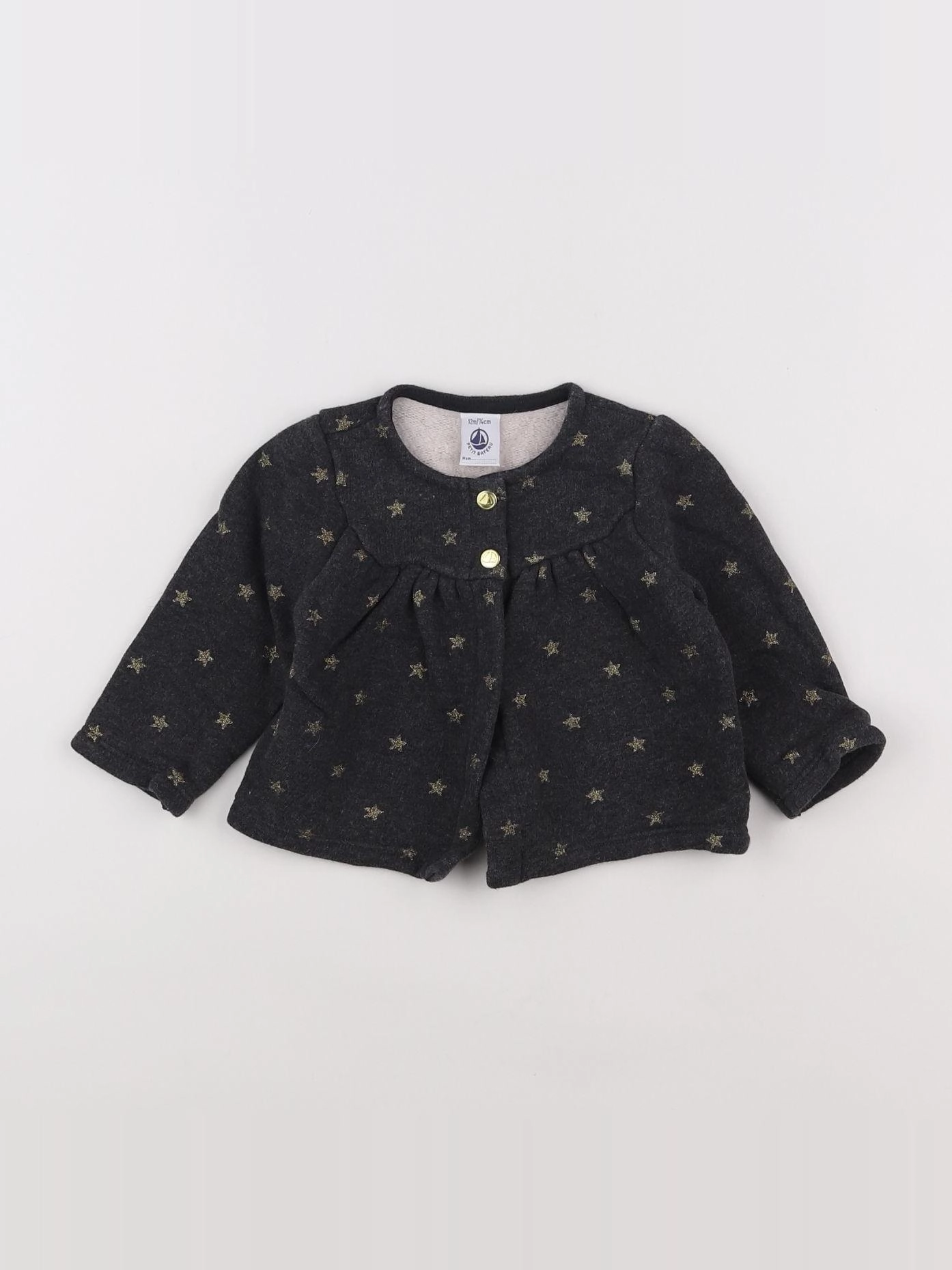 Petit Bateau - sweat gris, or - 12 mois