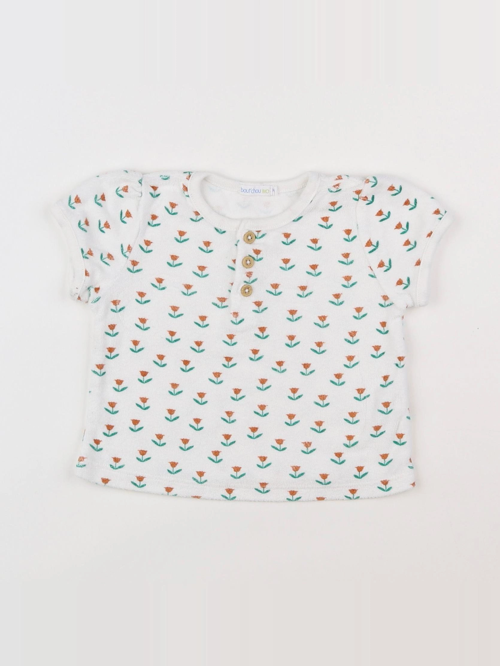 Boutchou - tee-shirt blanc, vert - 9 mois