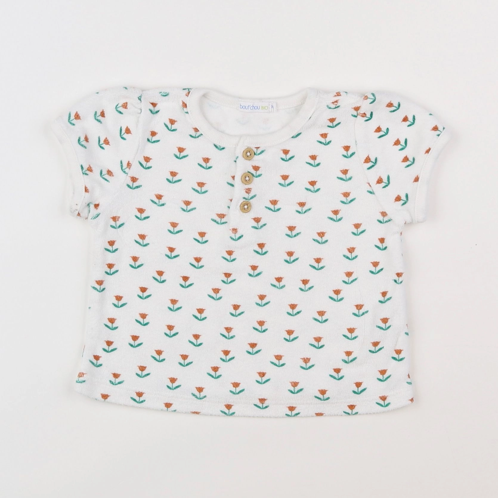 Boutchou - tee-shirt blanc, vert - 9 mois