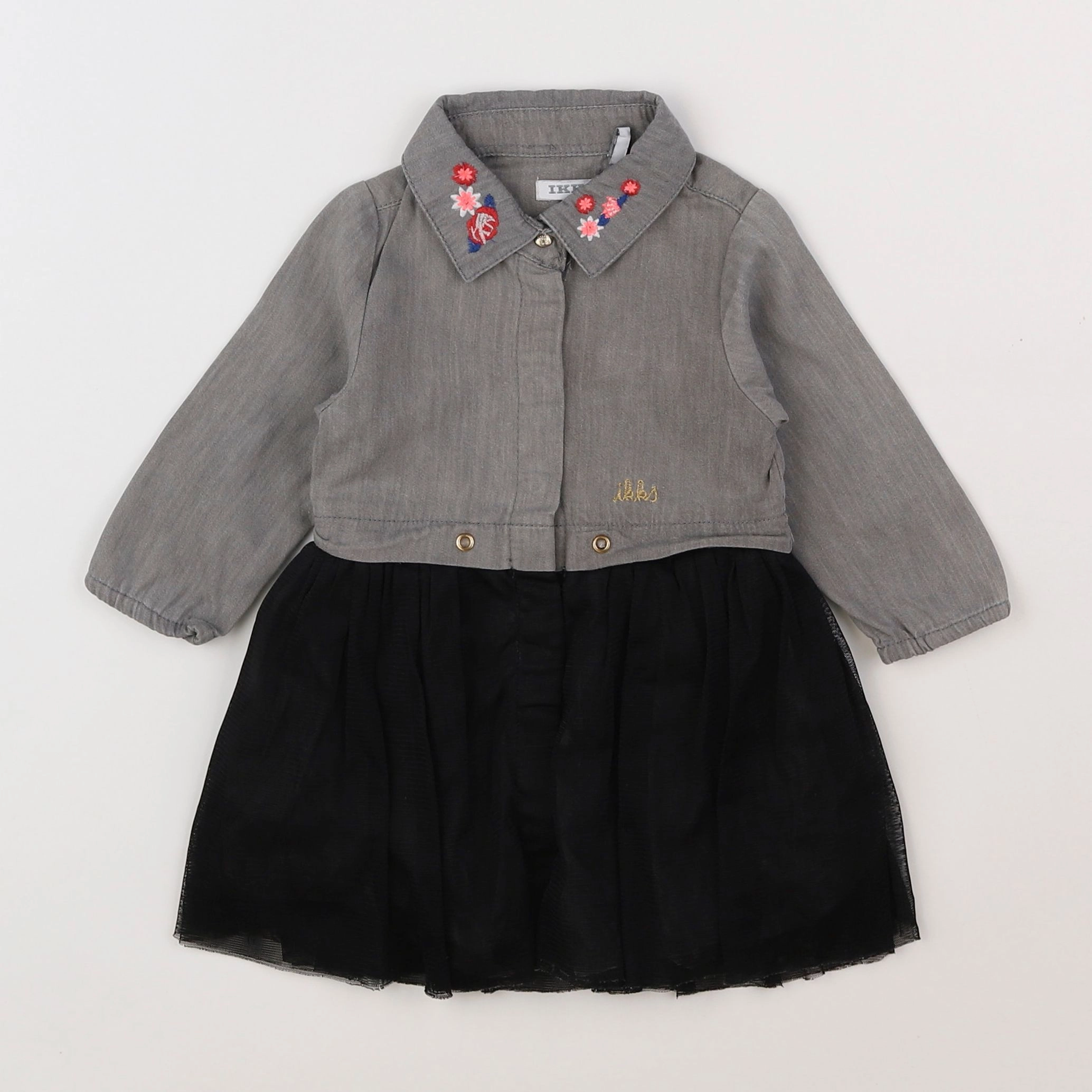 IKKS - robe gris, noir - 6 mois