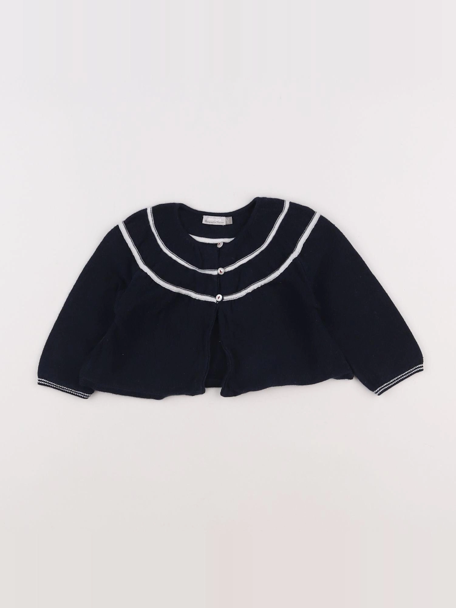 Catimini - gilet bleu, blanc - 12 mois