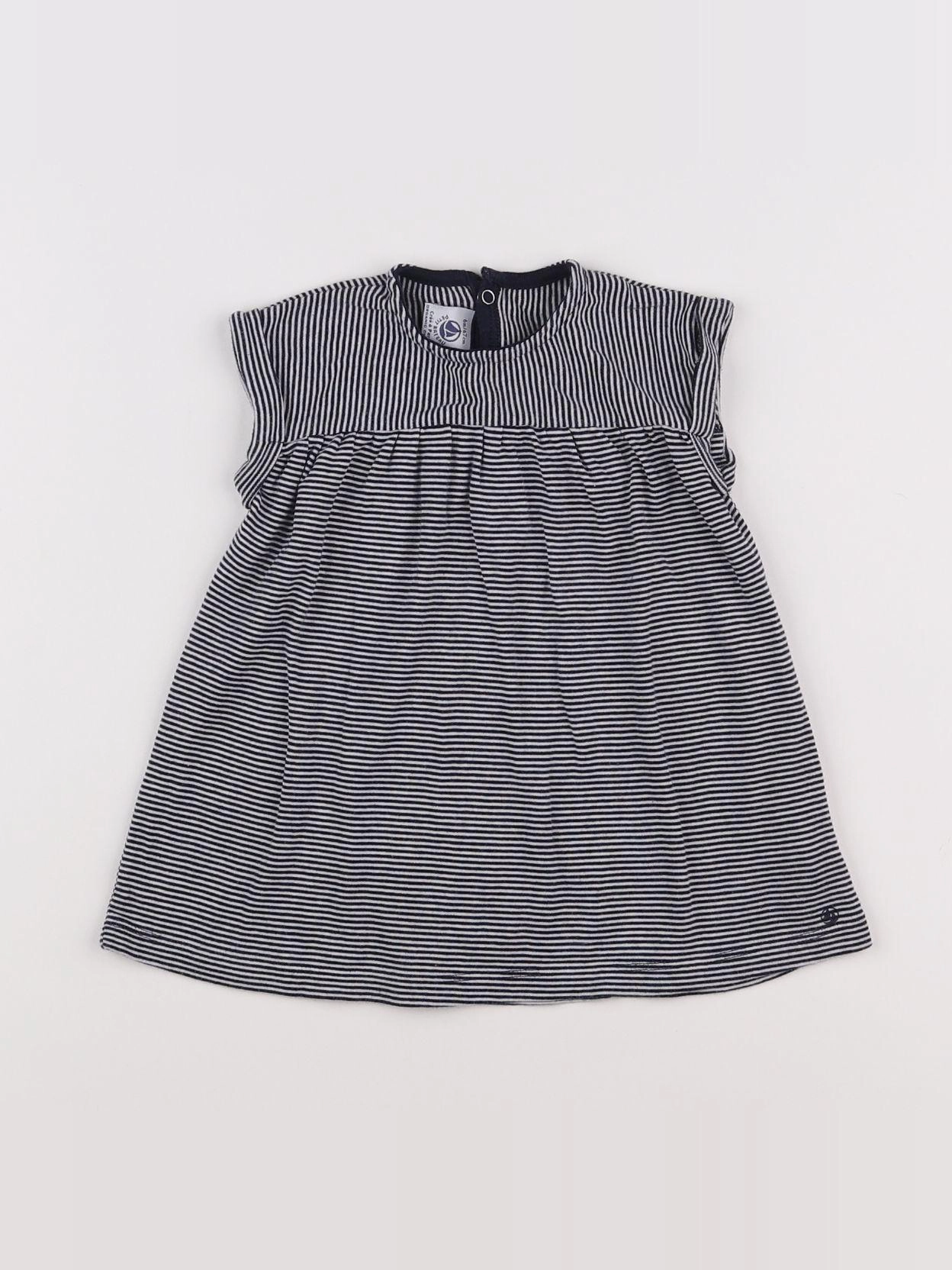 Petit Bateau - robe blanc, bleu - 6 mois