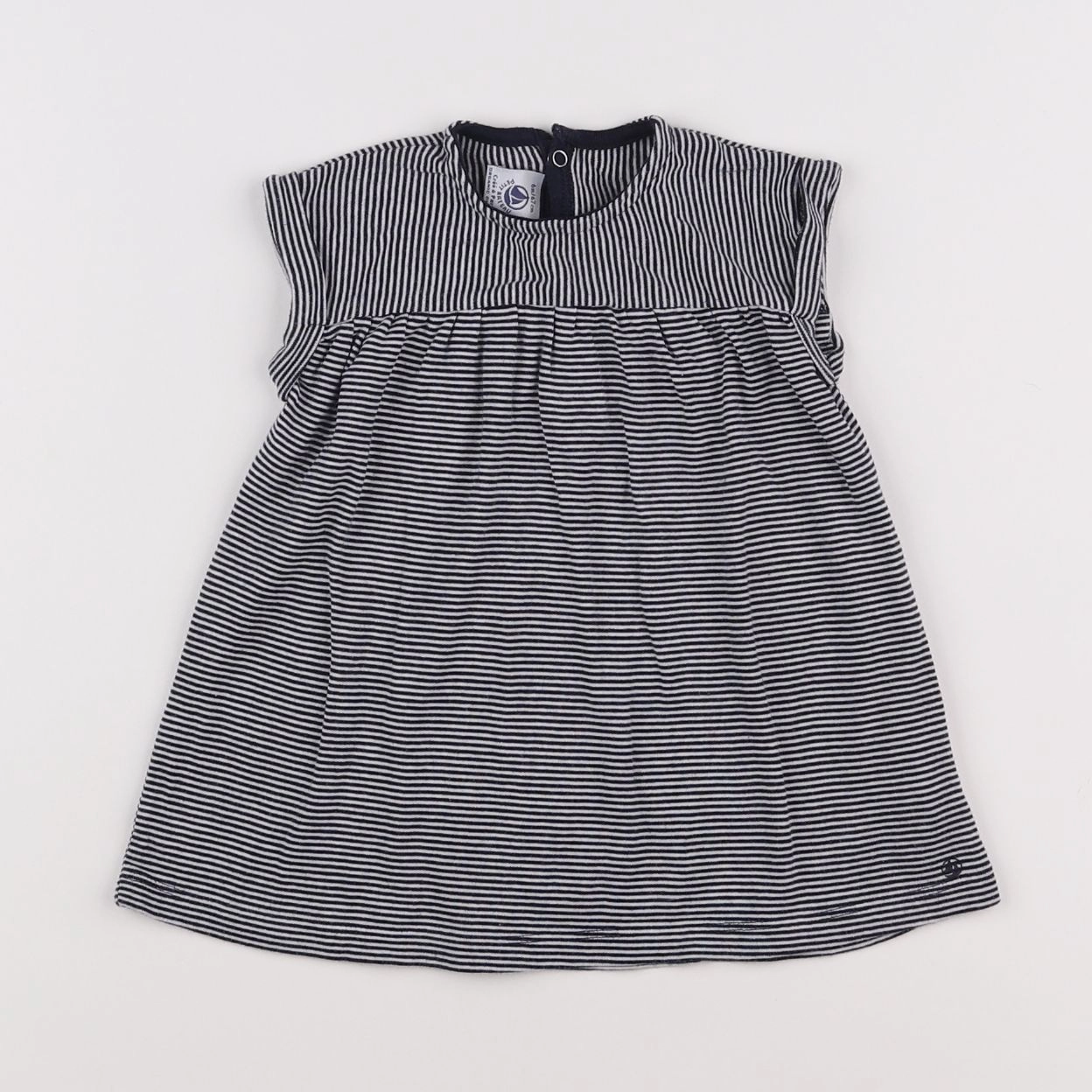 Petit Bateau - robe blanc, bleu - 6 mois