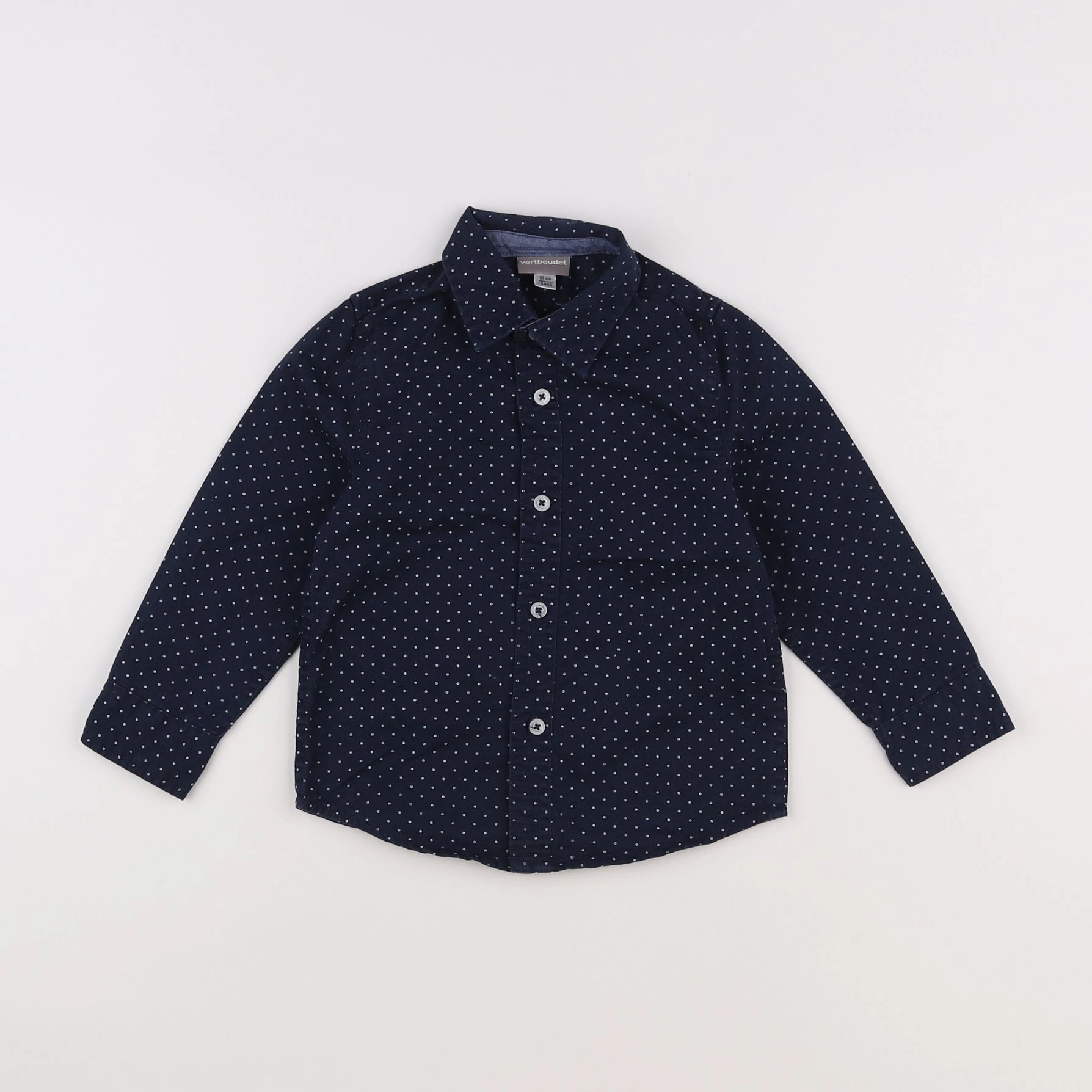 Vertbaudet - chemise bleu, blanc - 3 ans