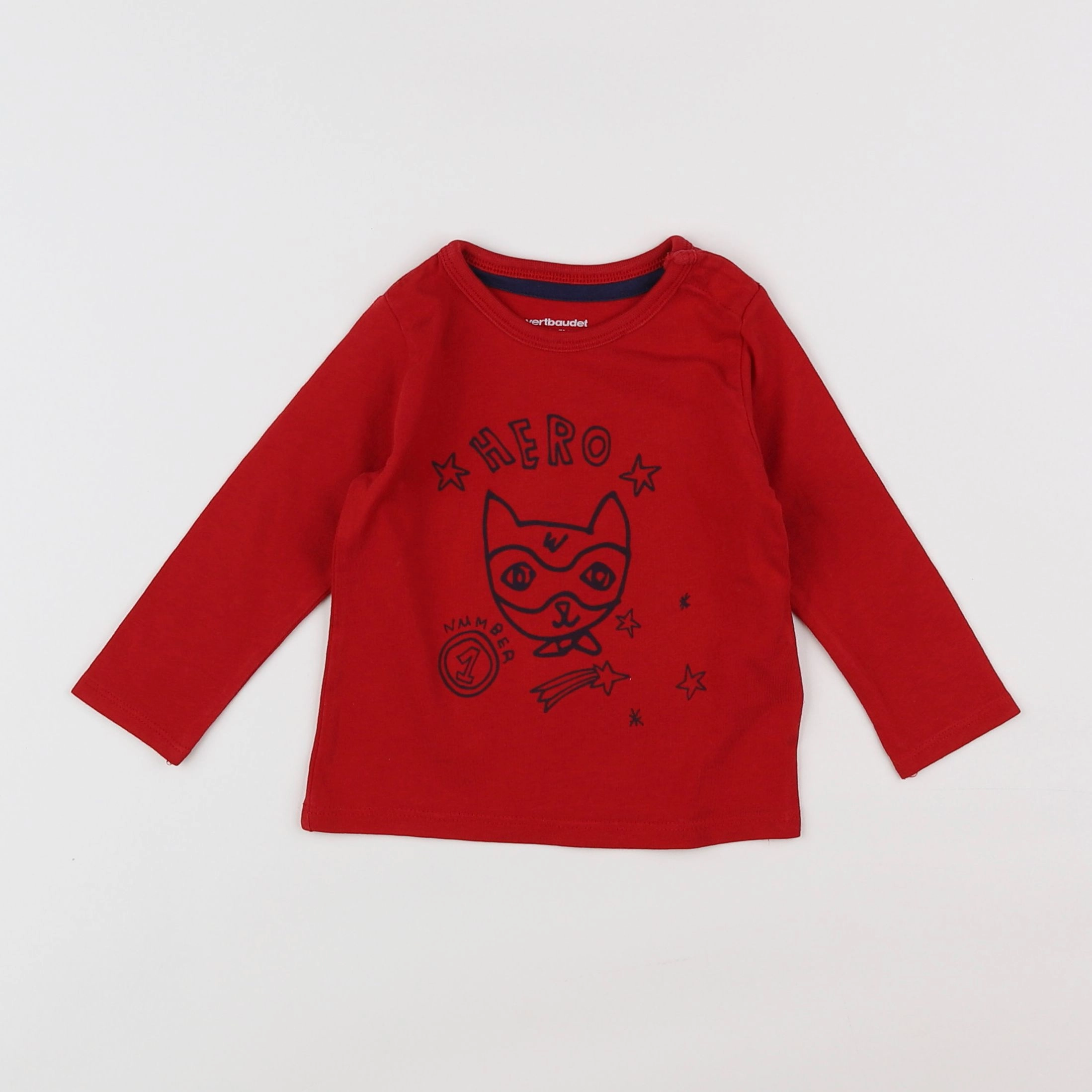 Vertbaudet - tee-shirt rouge - 9 mois
