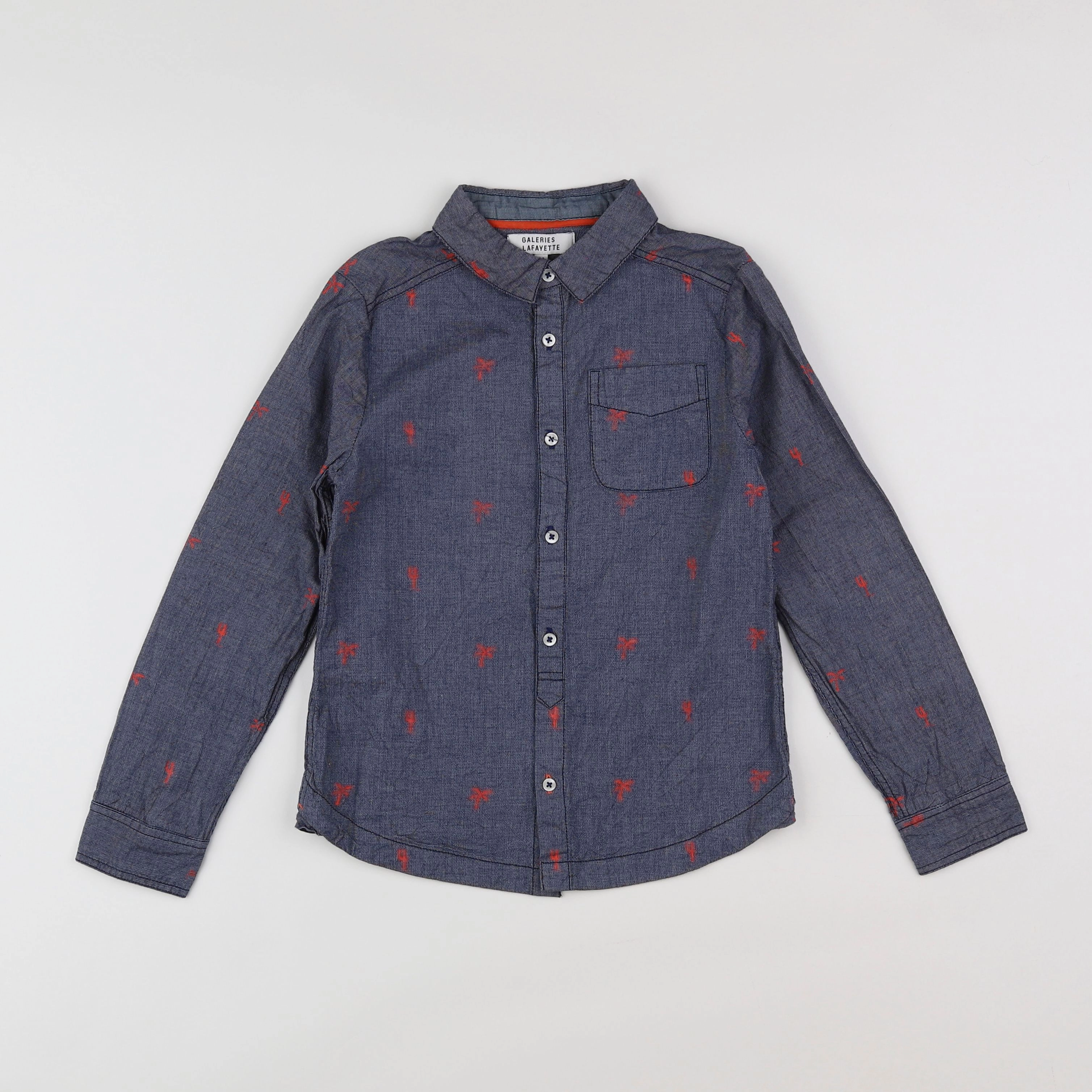 Galeries Lafayette - chemise bleu, rouge - 8 ans