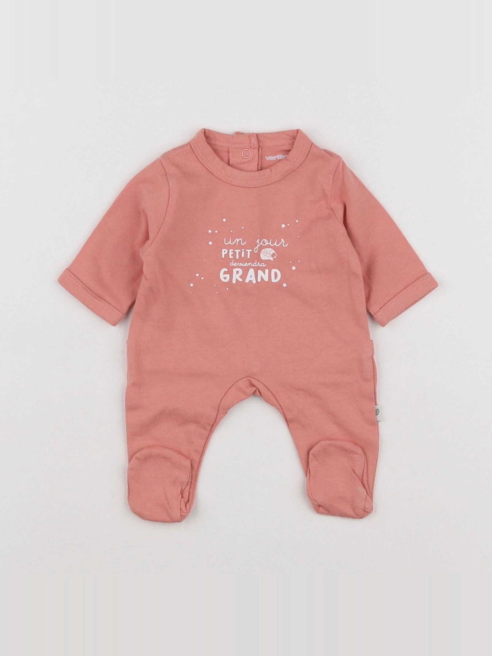 Vertbaudet - pyjama coton rose - 0 mois