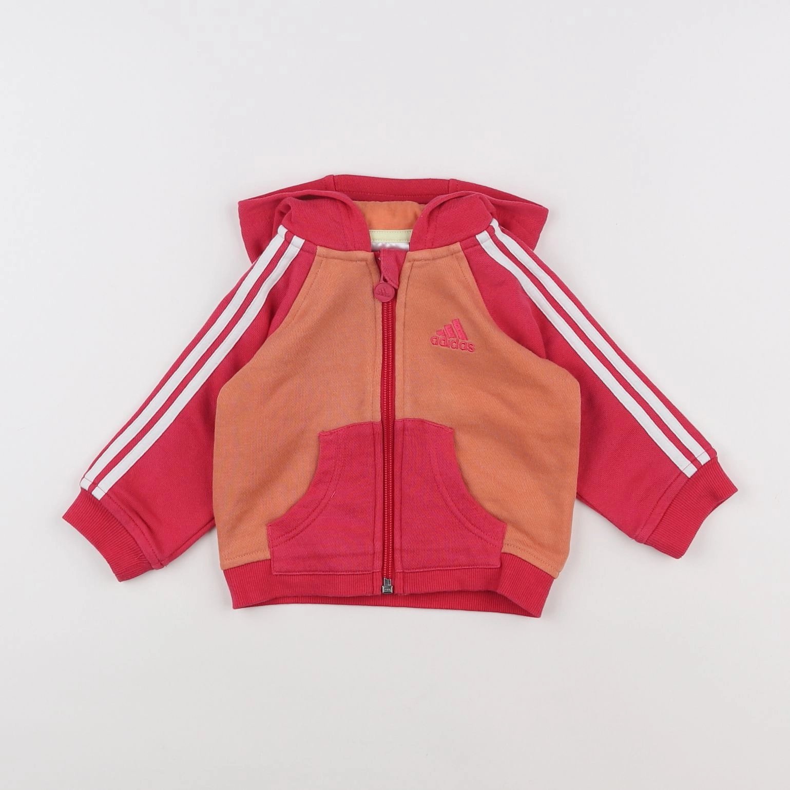 Adidas - sweat orange, rose - 3/6 mois