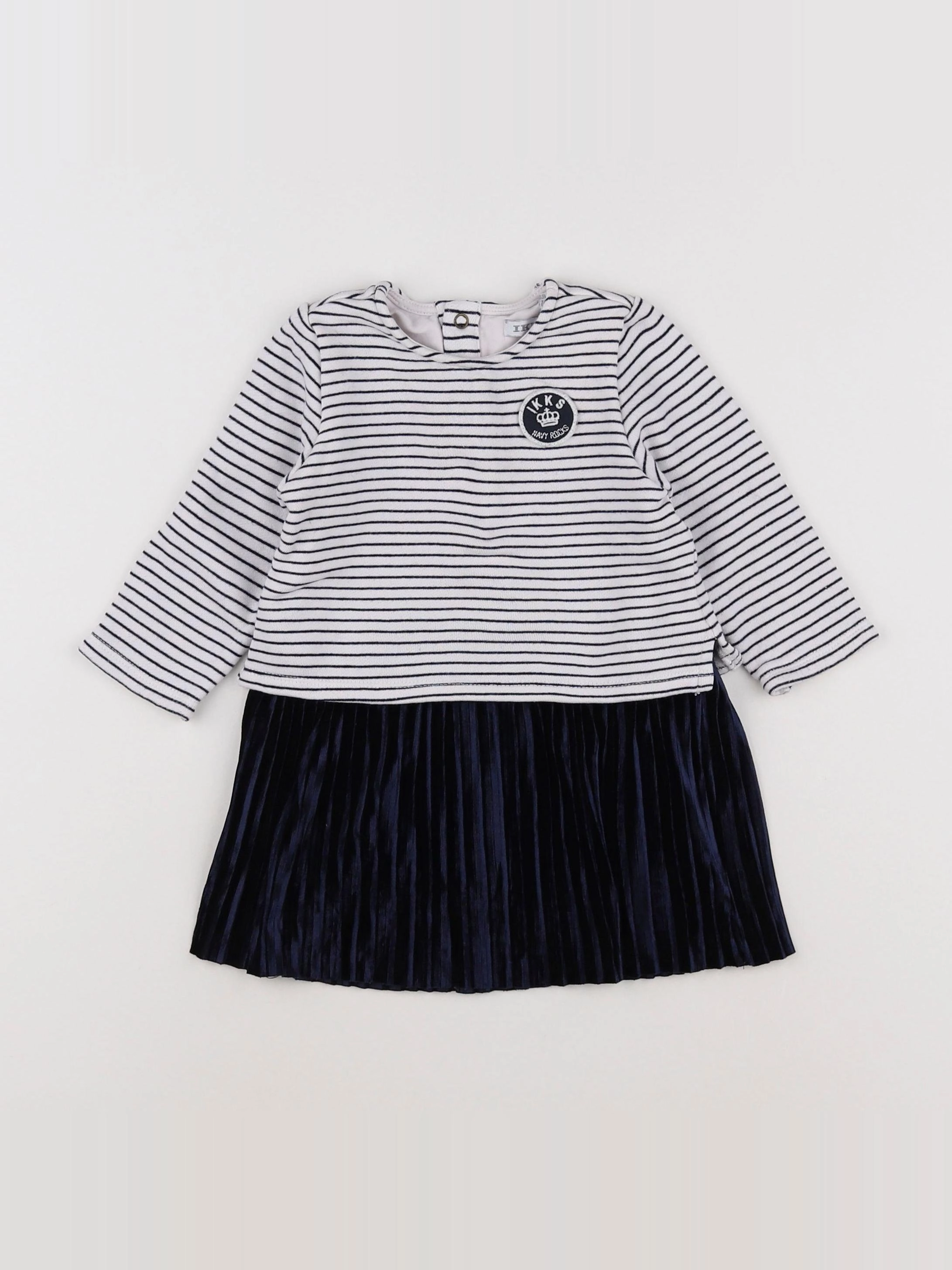 IKKS - robe blanc, bleu - 12 mois