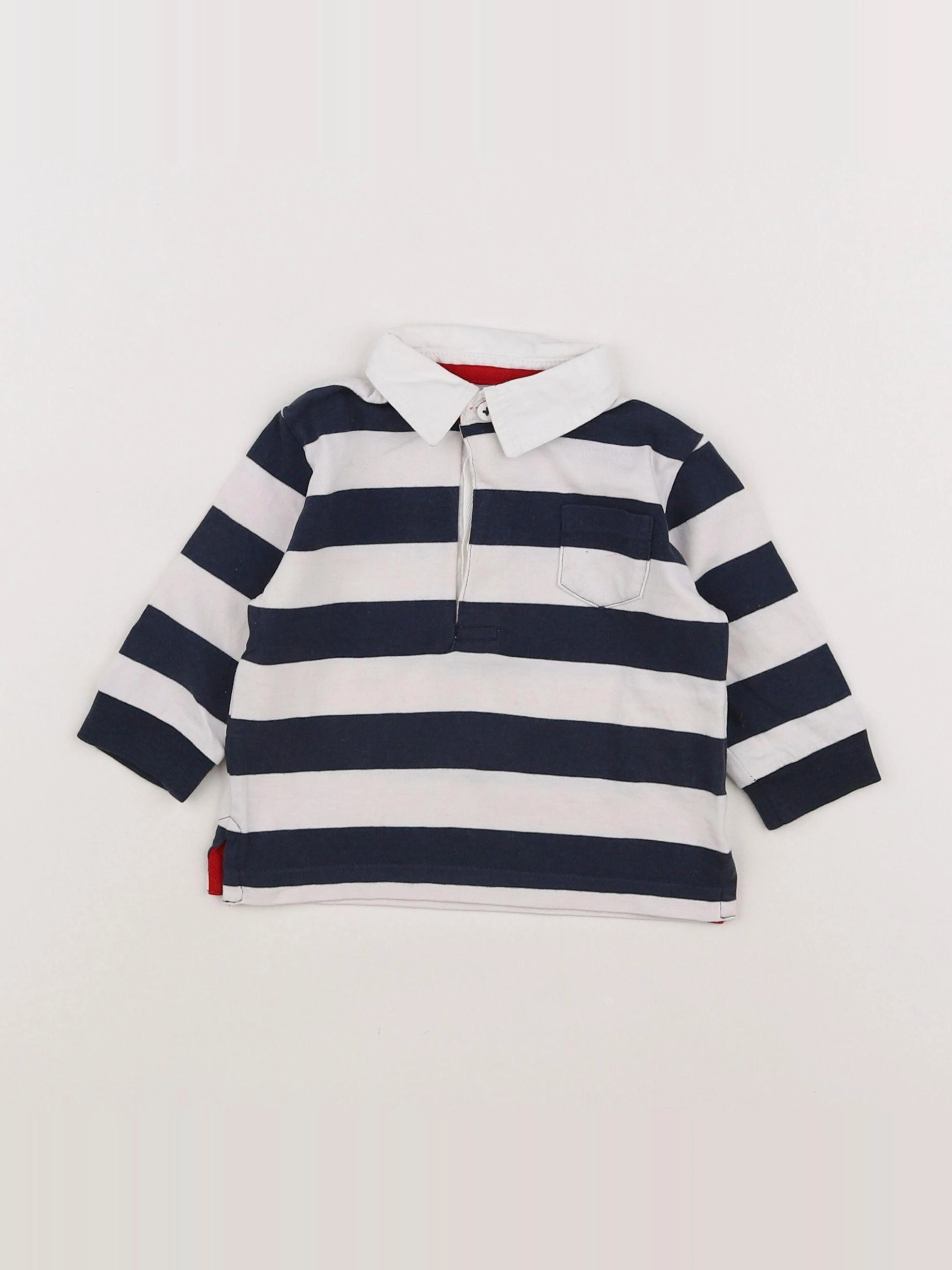 Boutchou - polo blanc, bleu - 6 mois