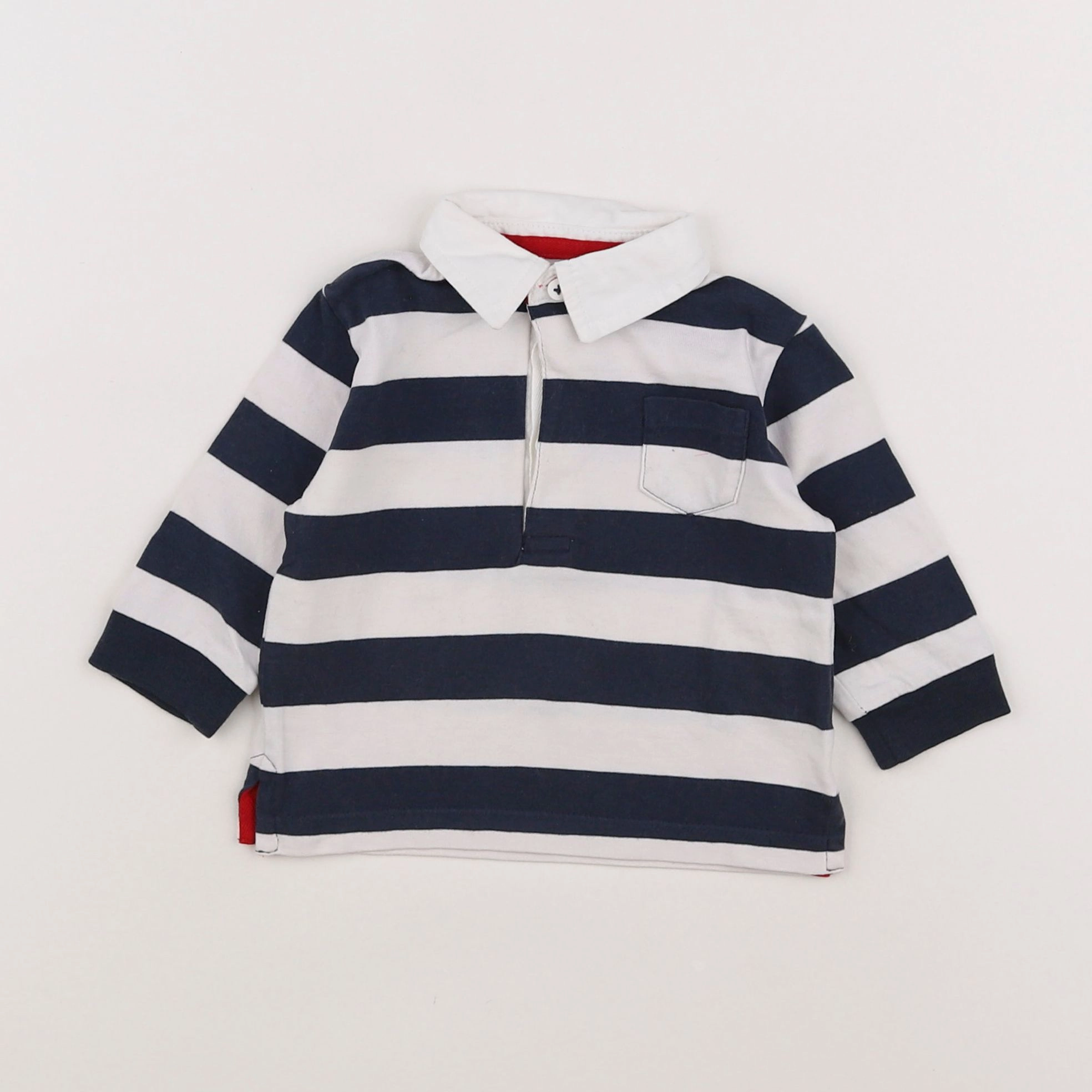 Boutchou - polo blanc, bleu - 6 mois