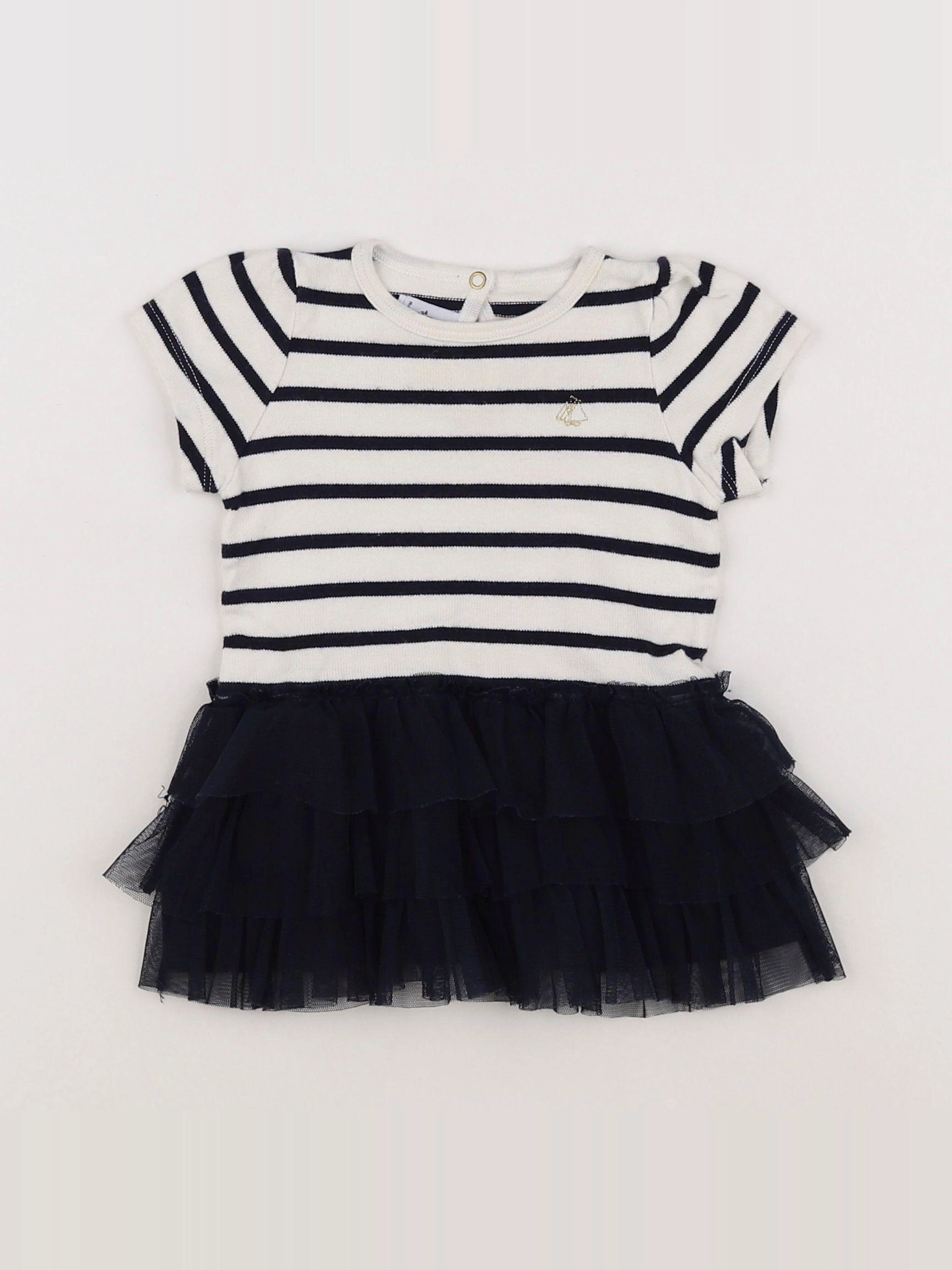 Petit Bateau - robe bleu, beige - 6 mois