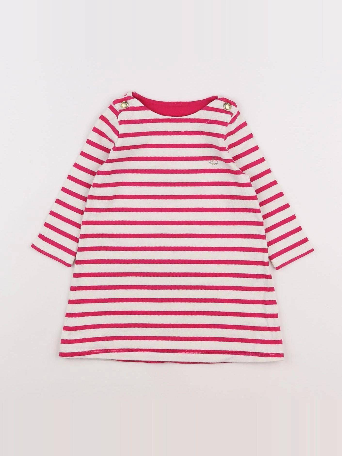 Petit Bateau - robe blanc, rose - 18 mois