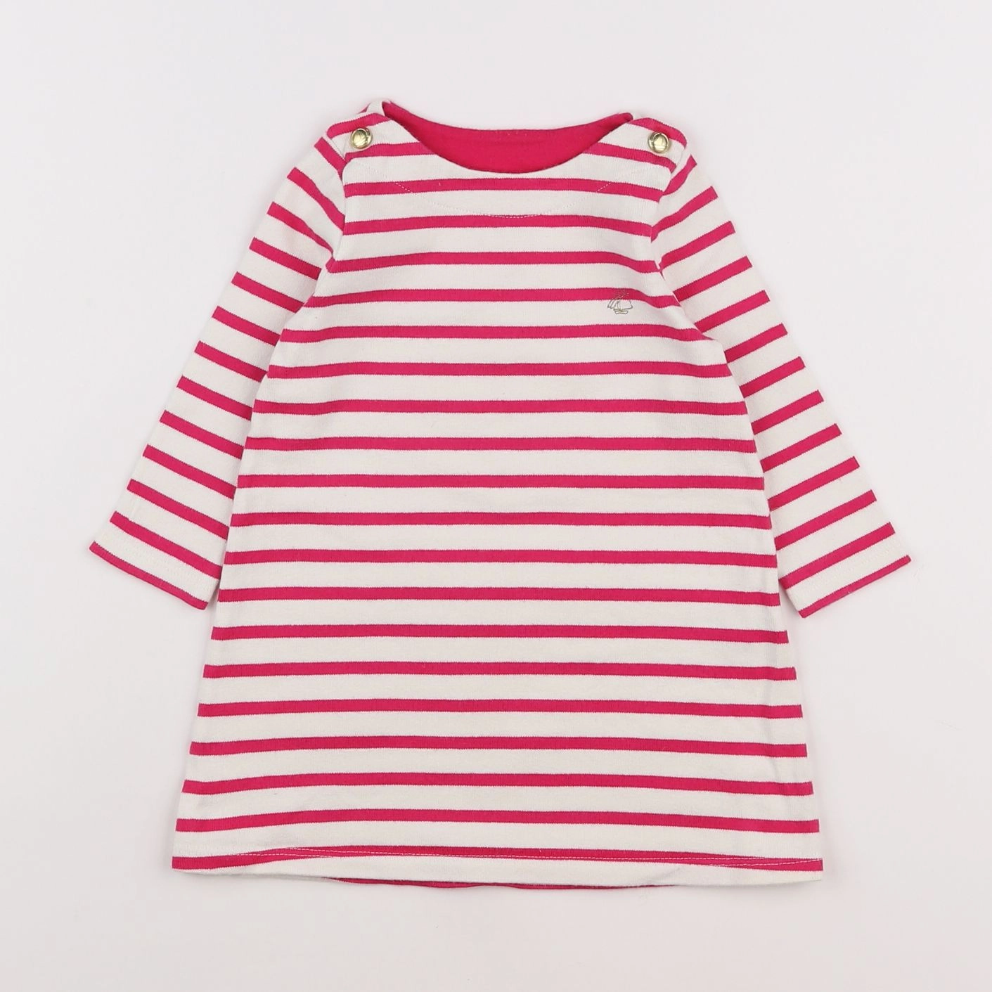 Petit Bateau - robe blanc, rose - 18 mois