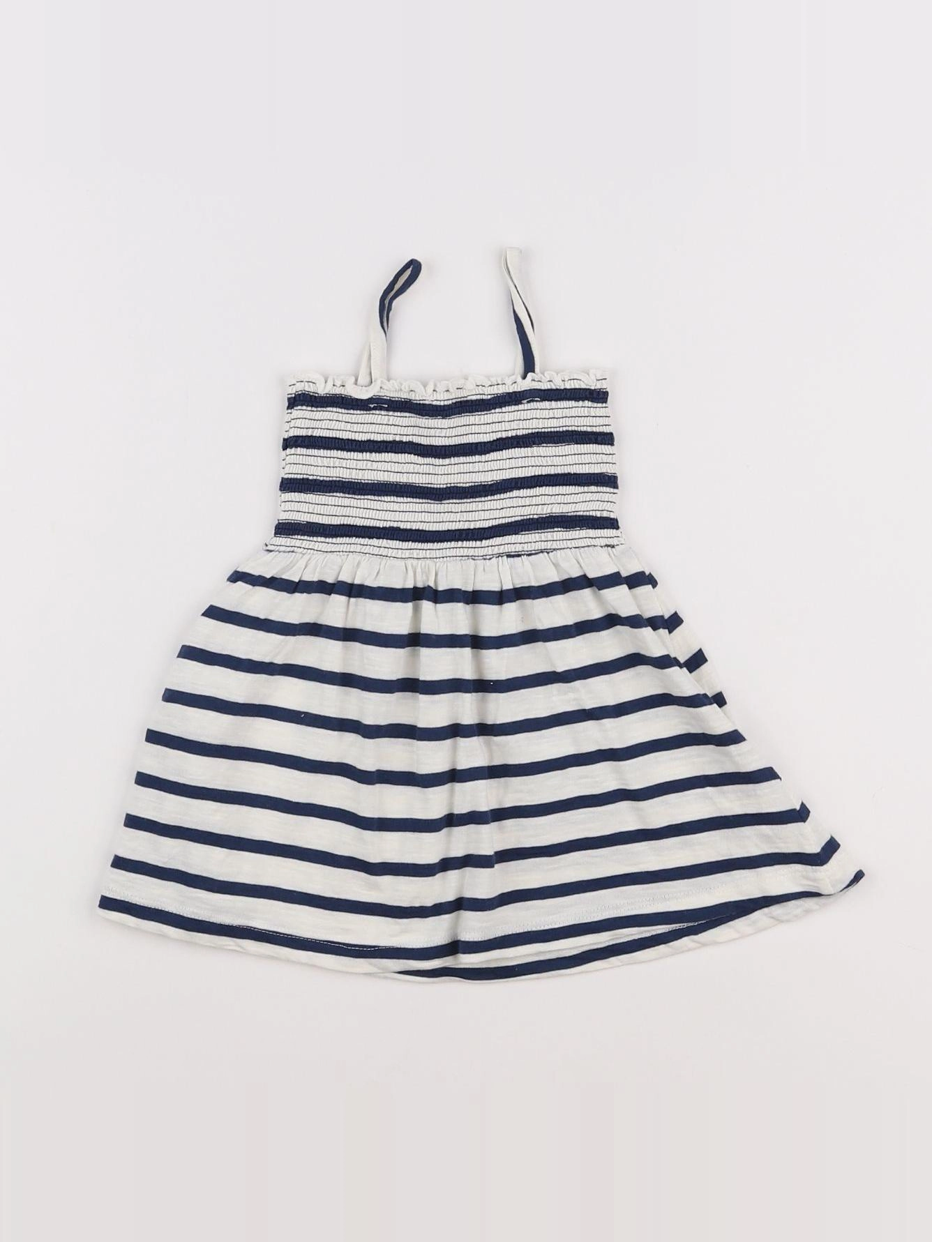 Vertbaudet - robe bleu, blanc - 9 mois