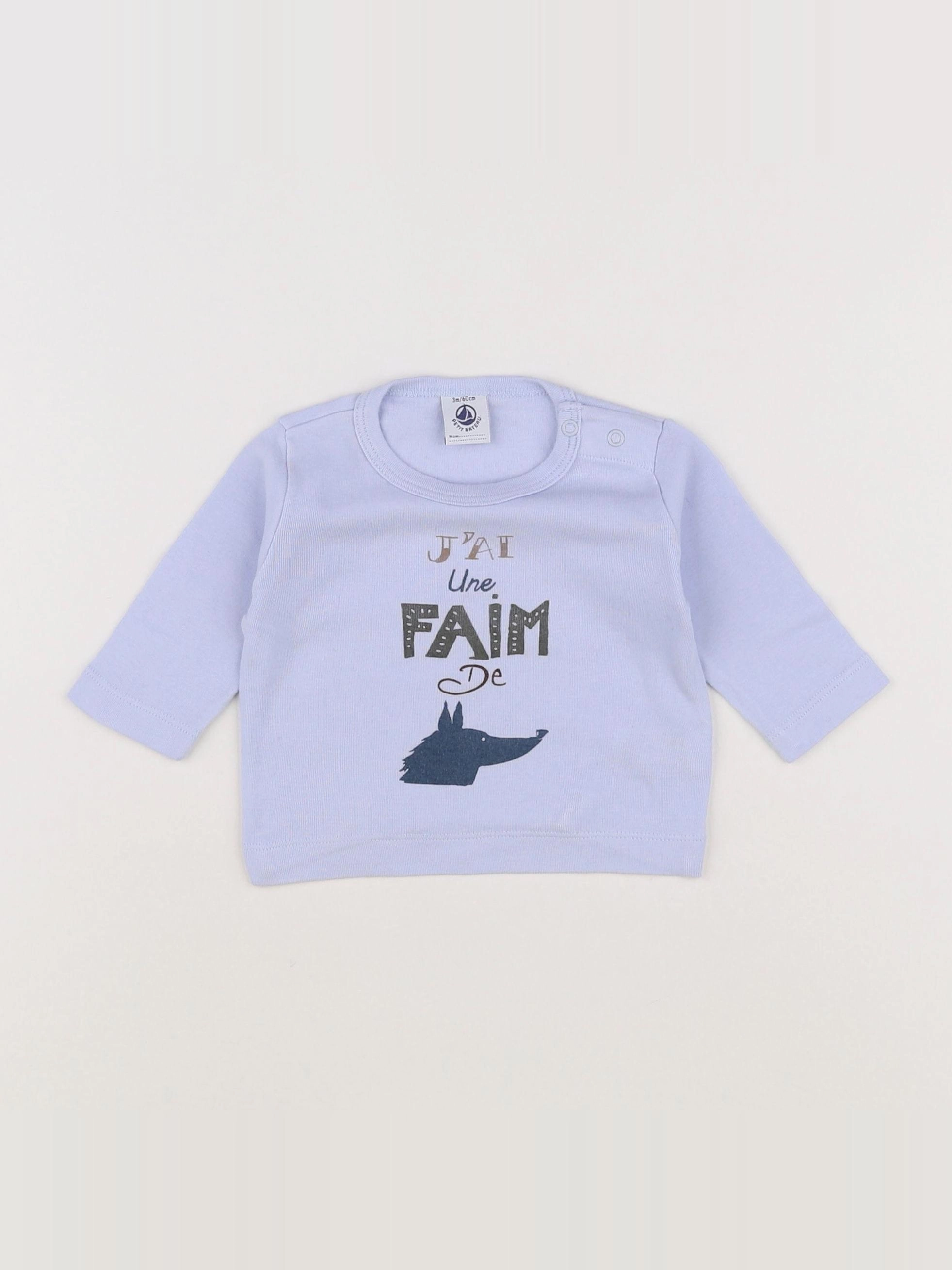 Petit Bateau - tee-shirt bleu - 3 mois