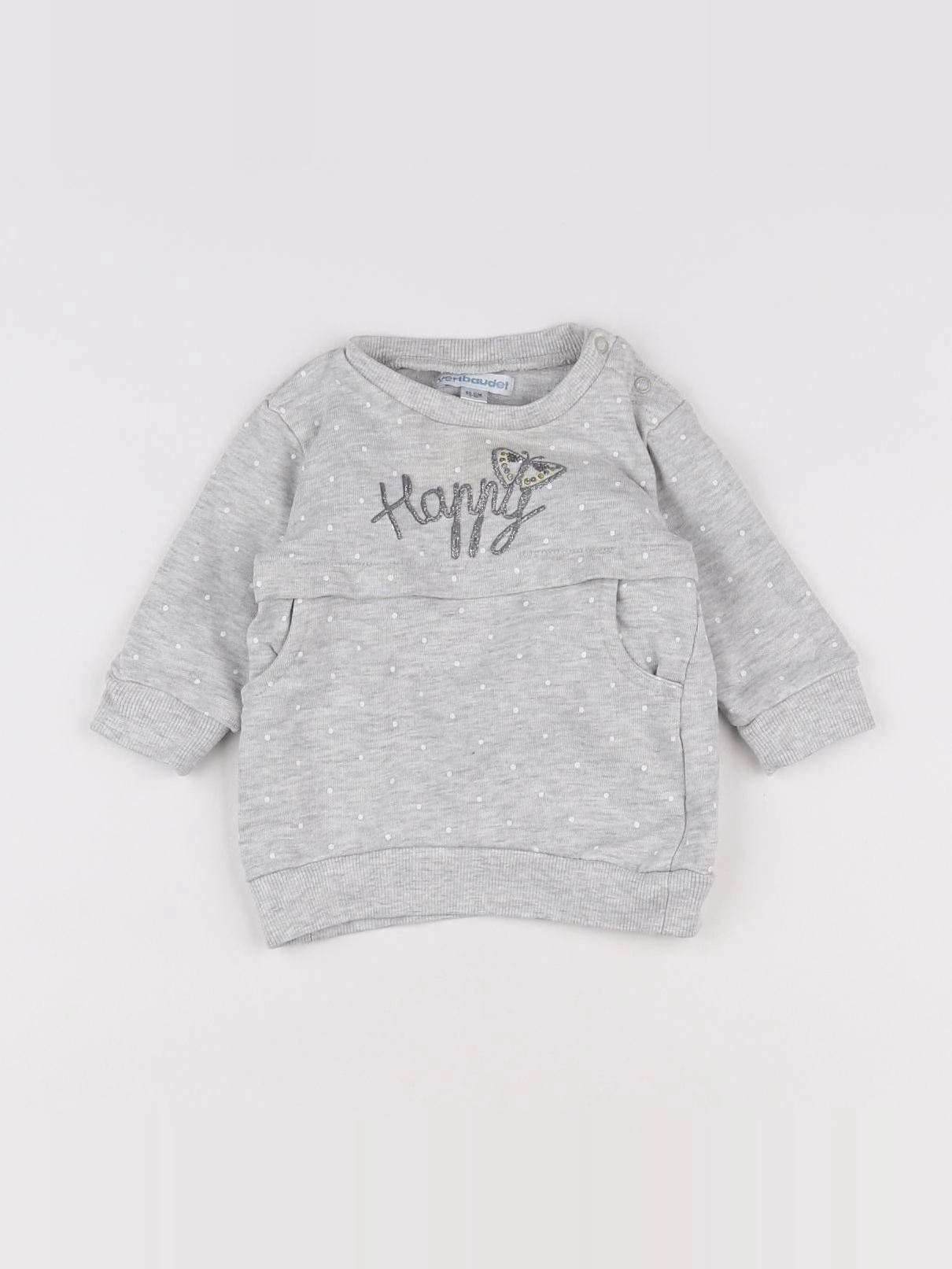 Vertbaudet - sweat gris - 3 mois