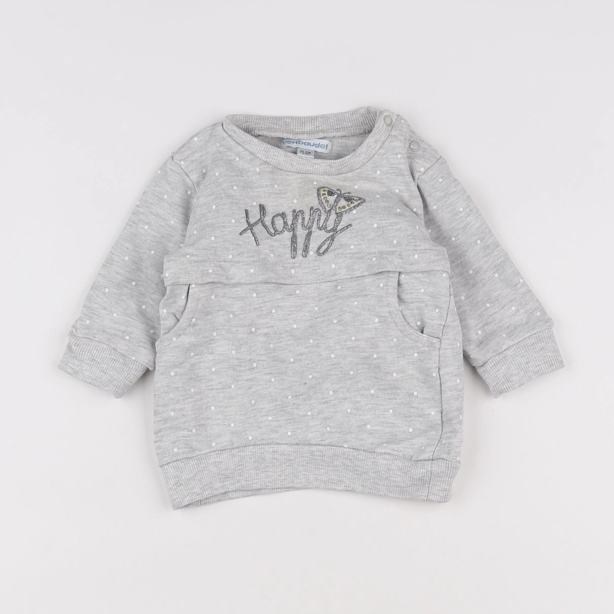 Vertbaudet - sweat gris - 3 mois