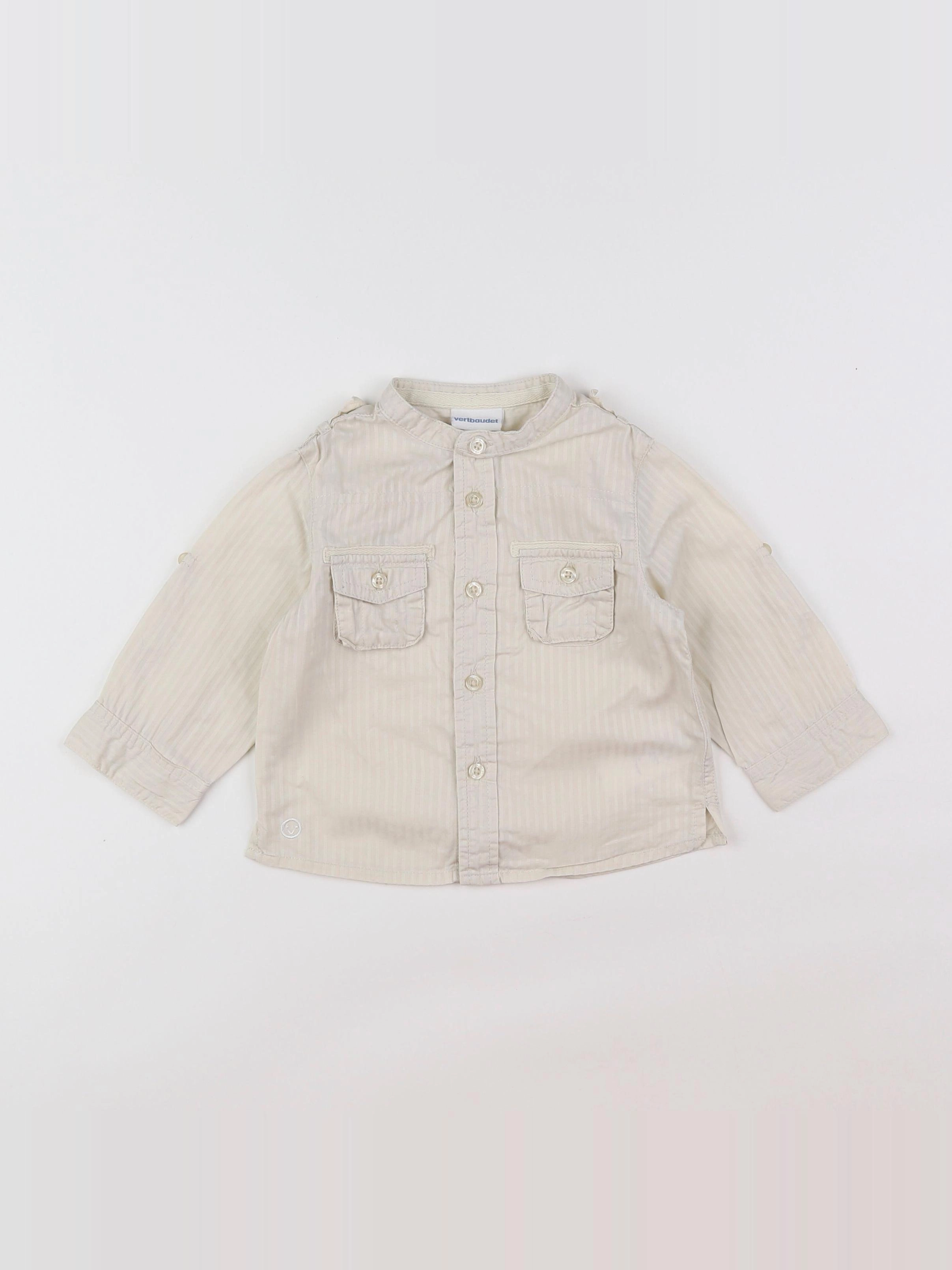 Vertbaudet - chemise beige - 9 mois