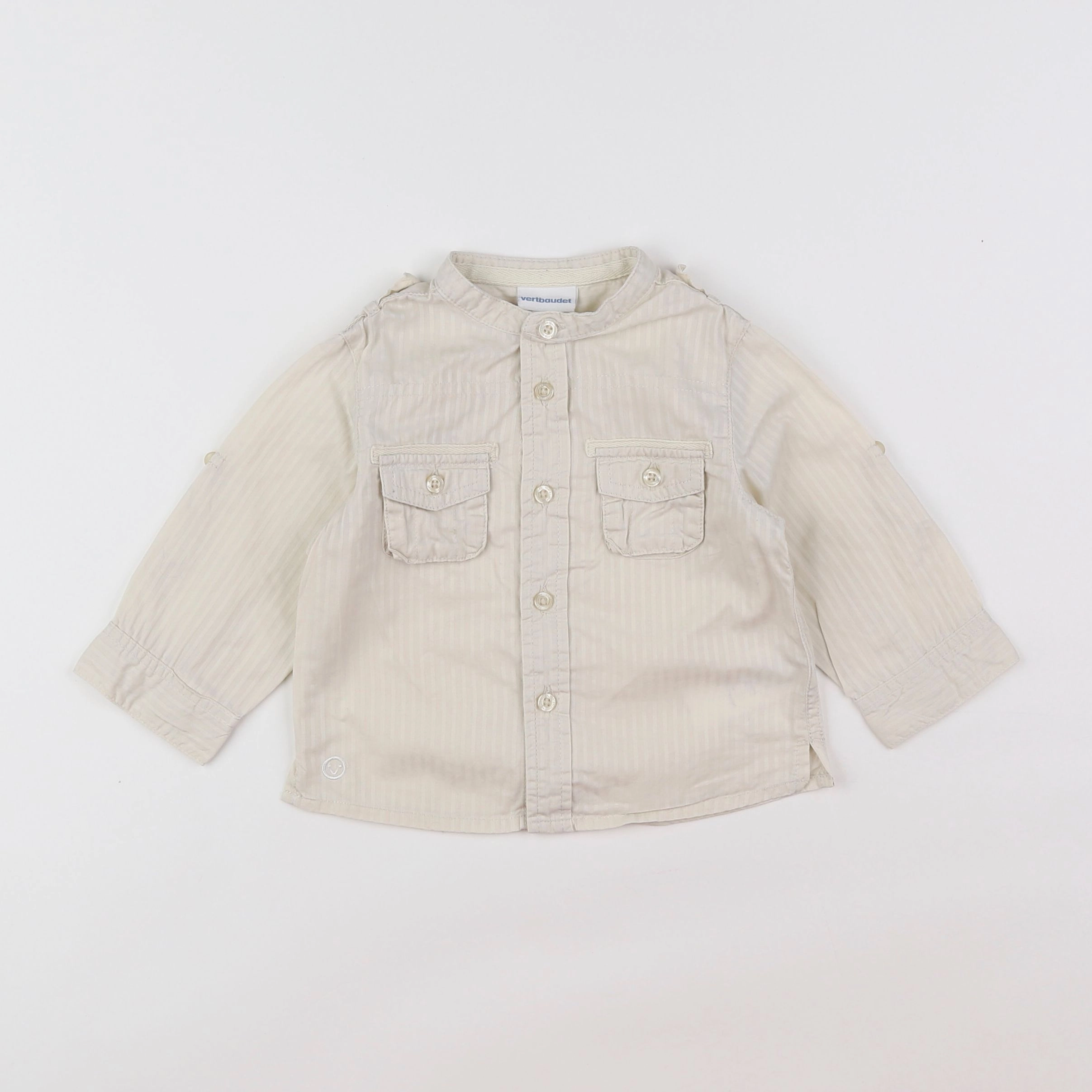 Vertbaudet - chemise beige - 9 mois