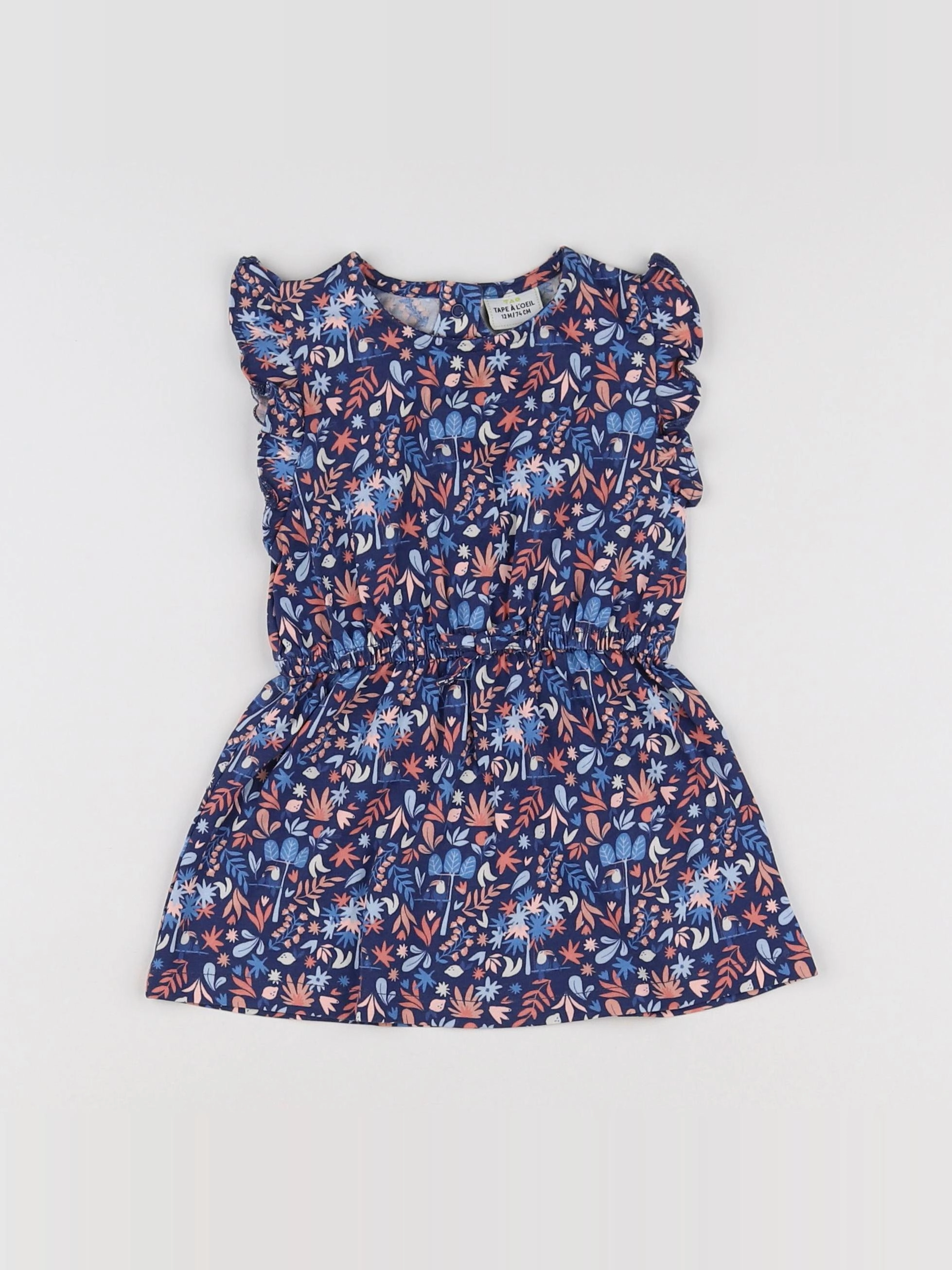 Tape à l'oeil - robe bleu, rose - 12 mois