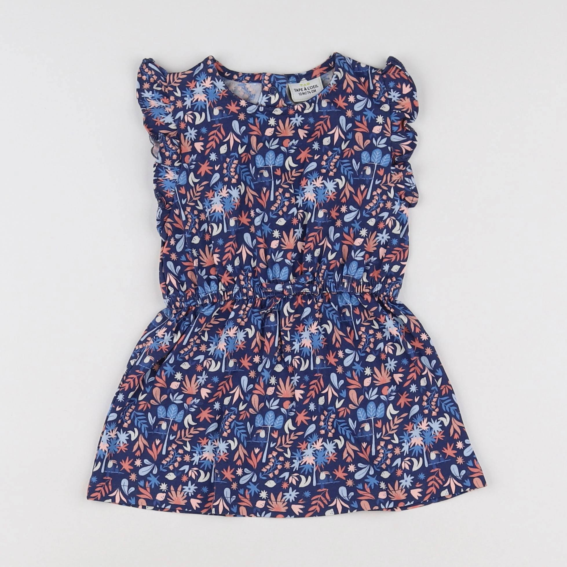 Tape à l'oeil - robe bleu, rose - 12 mois