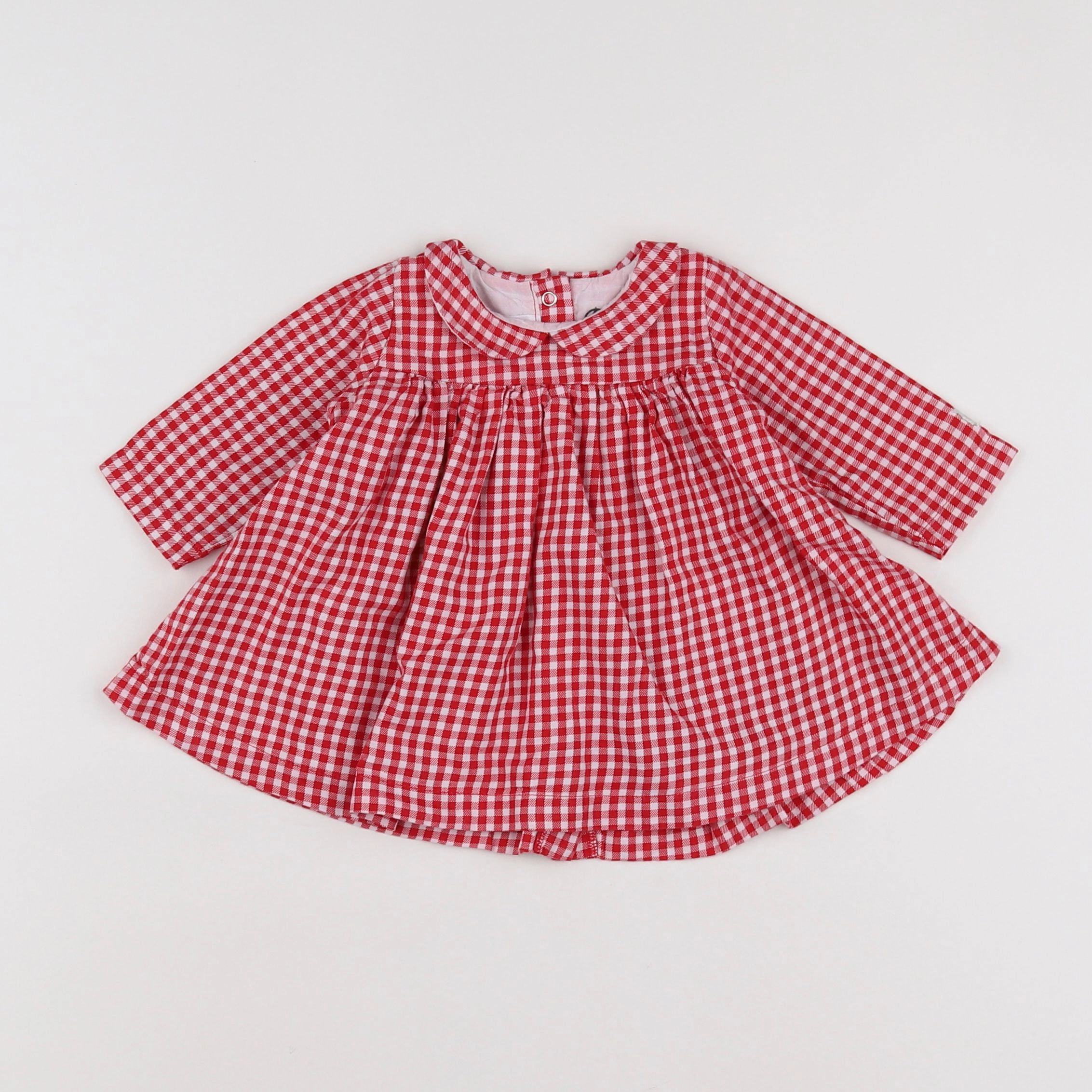 Petit Bateau - robe blanc, rouge - 3 mois