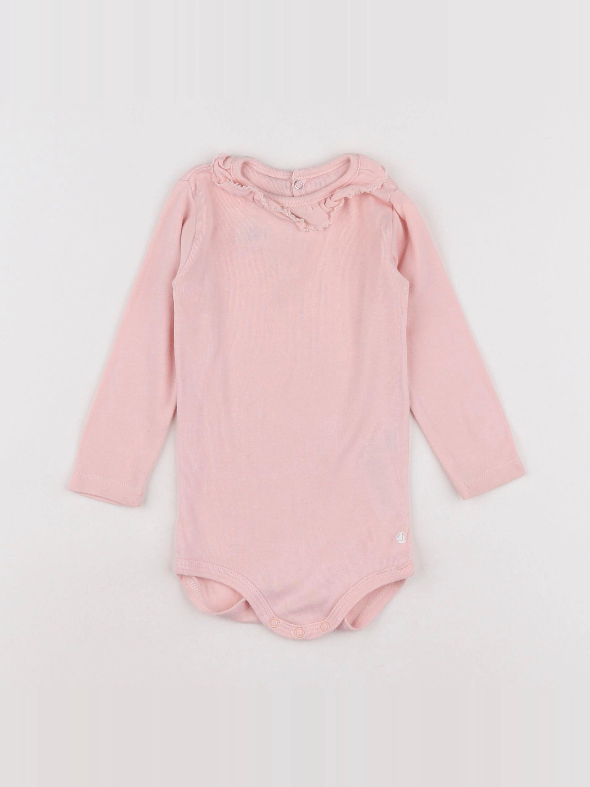 Petit Bateau - body à col rose - 12 mois