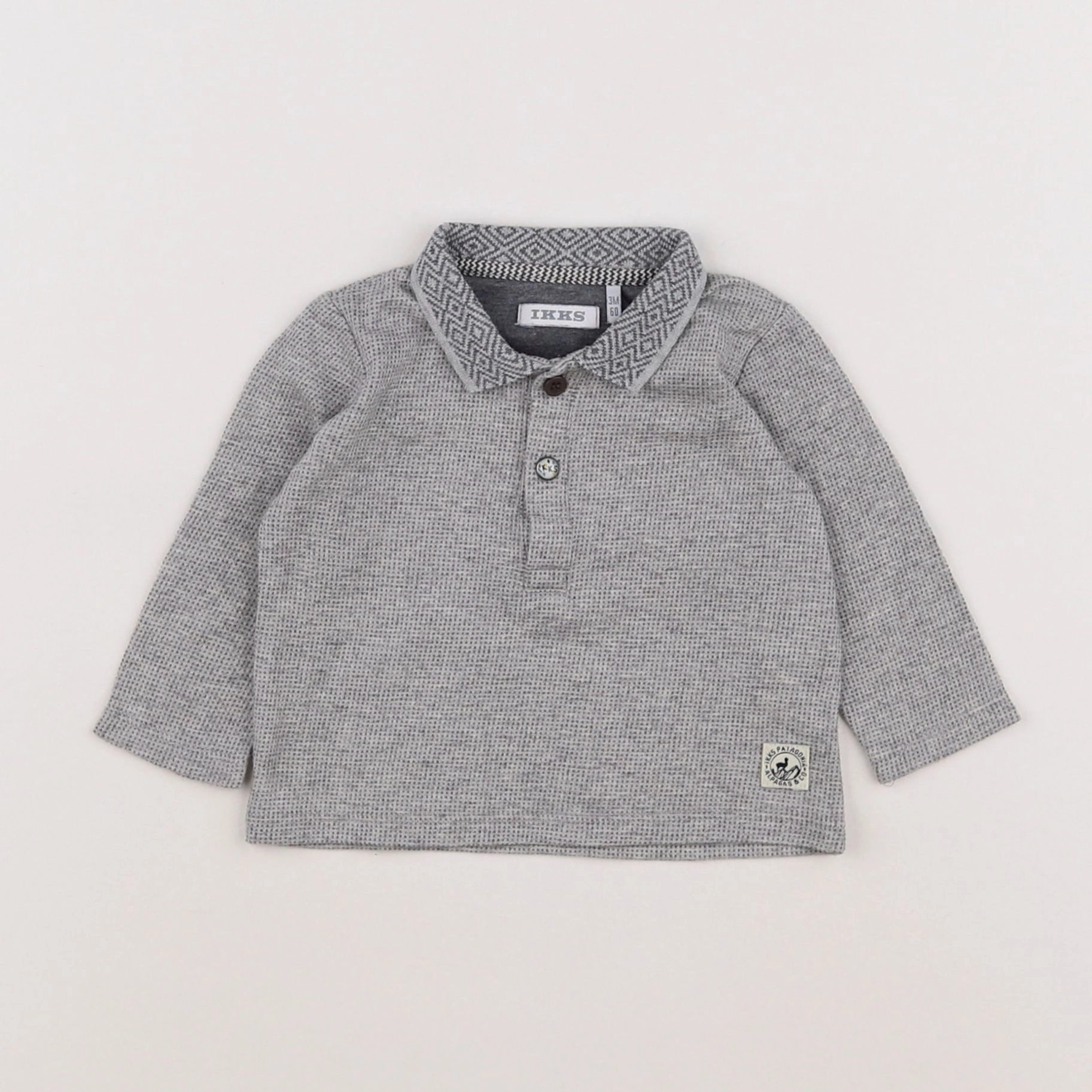 IKKS - polo imprimé au dos gris - 3 mois