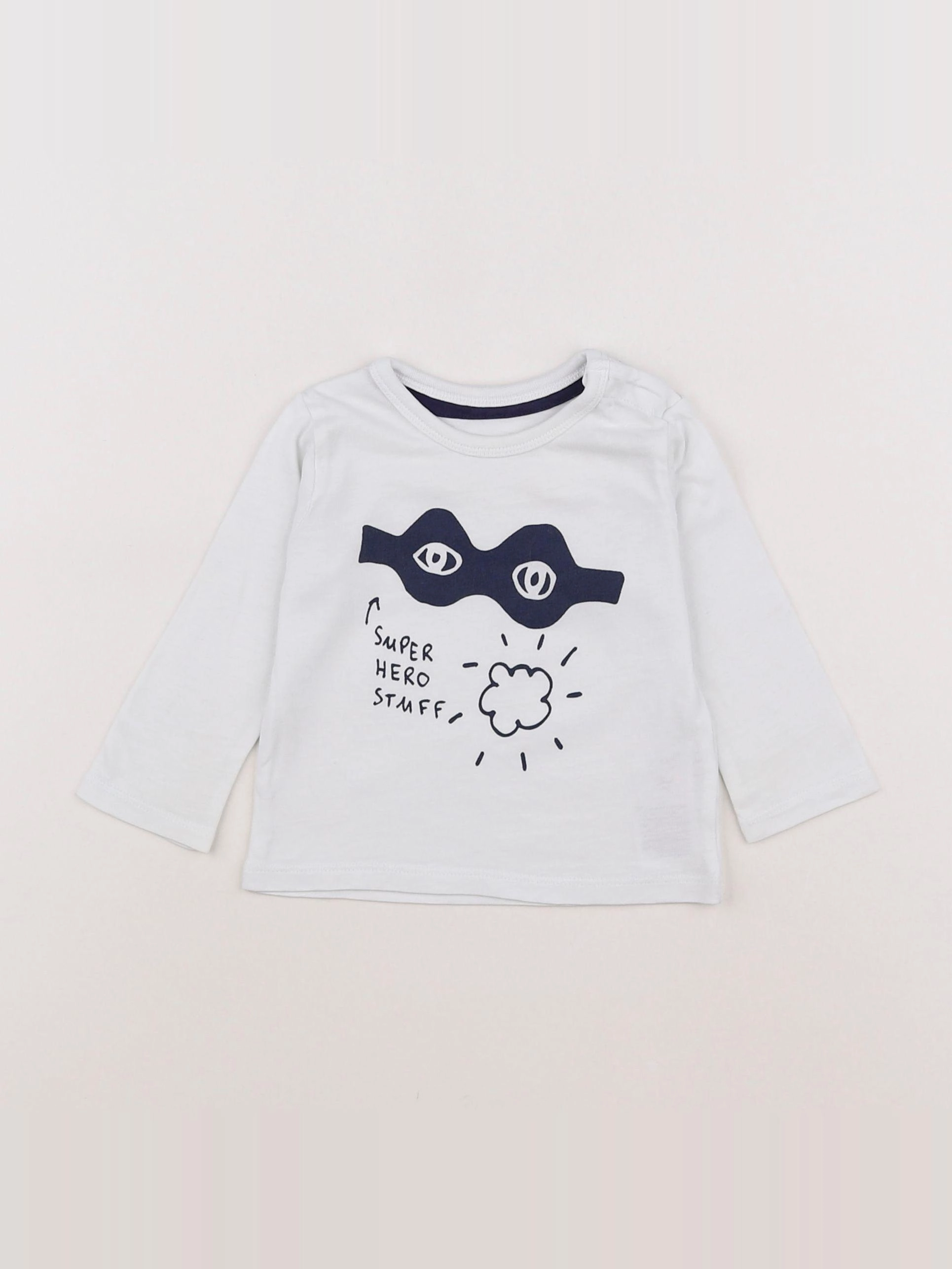 Vertbaudet - tee-shirt bleu, blanc - 6 mois