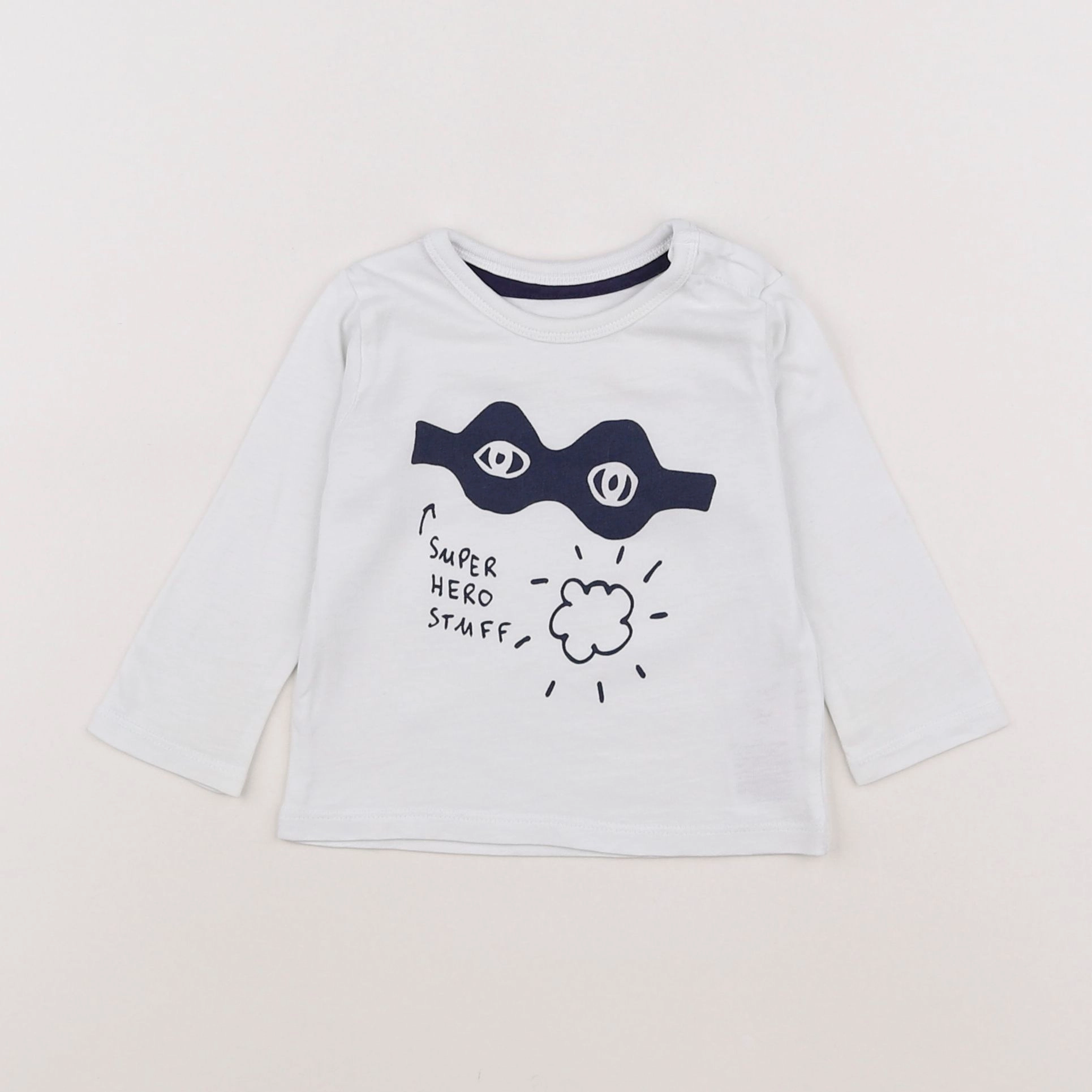 Vertbaudet - tee-shirt bleu, blanc - 6 mois