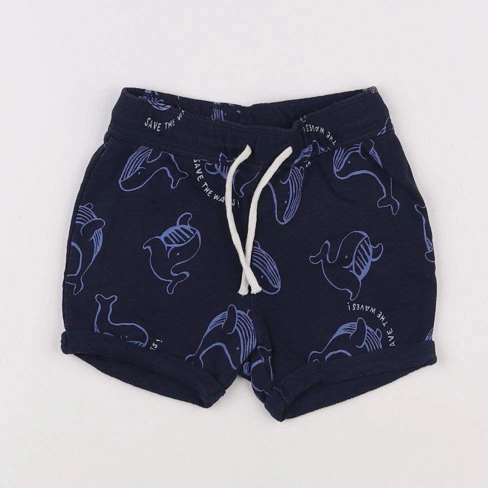 H&M - short bleu - 6/9 mois