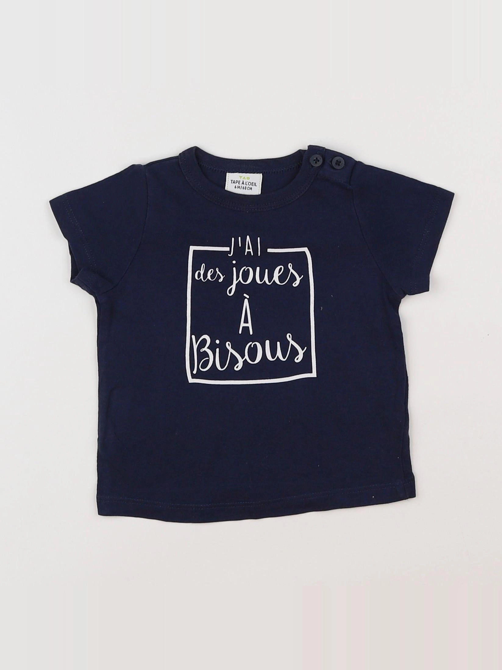 Tape à l'oeil - tee-shirt bleu, blanc - 6 mois