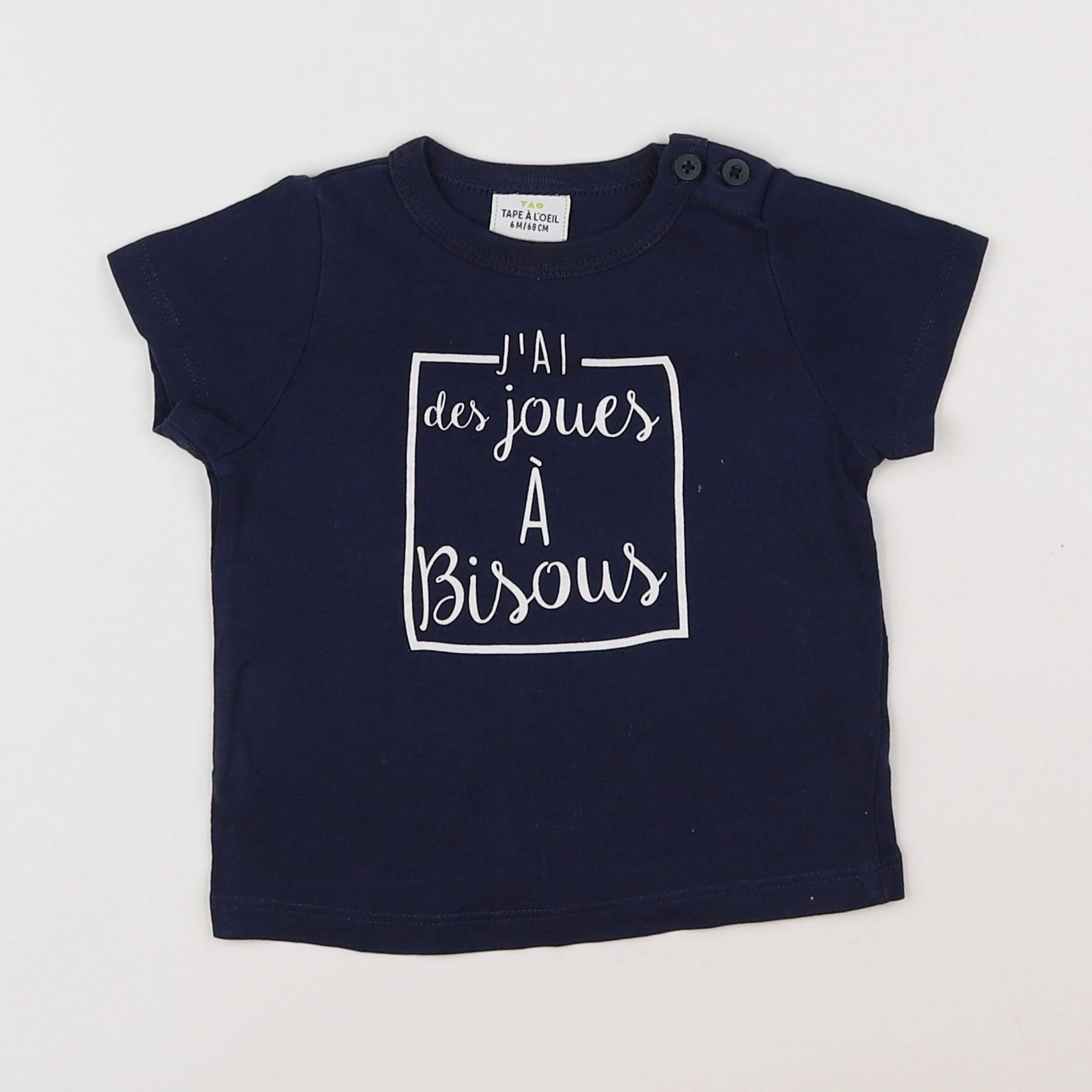 Tape à l'oeil - tee-shirt bleu, blanc - 6 mois