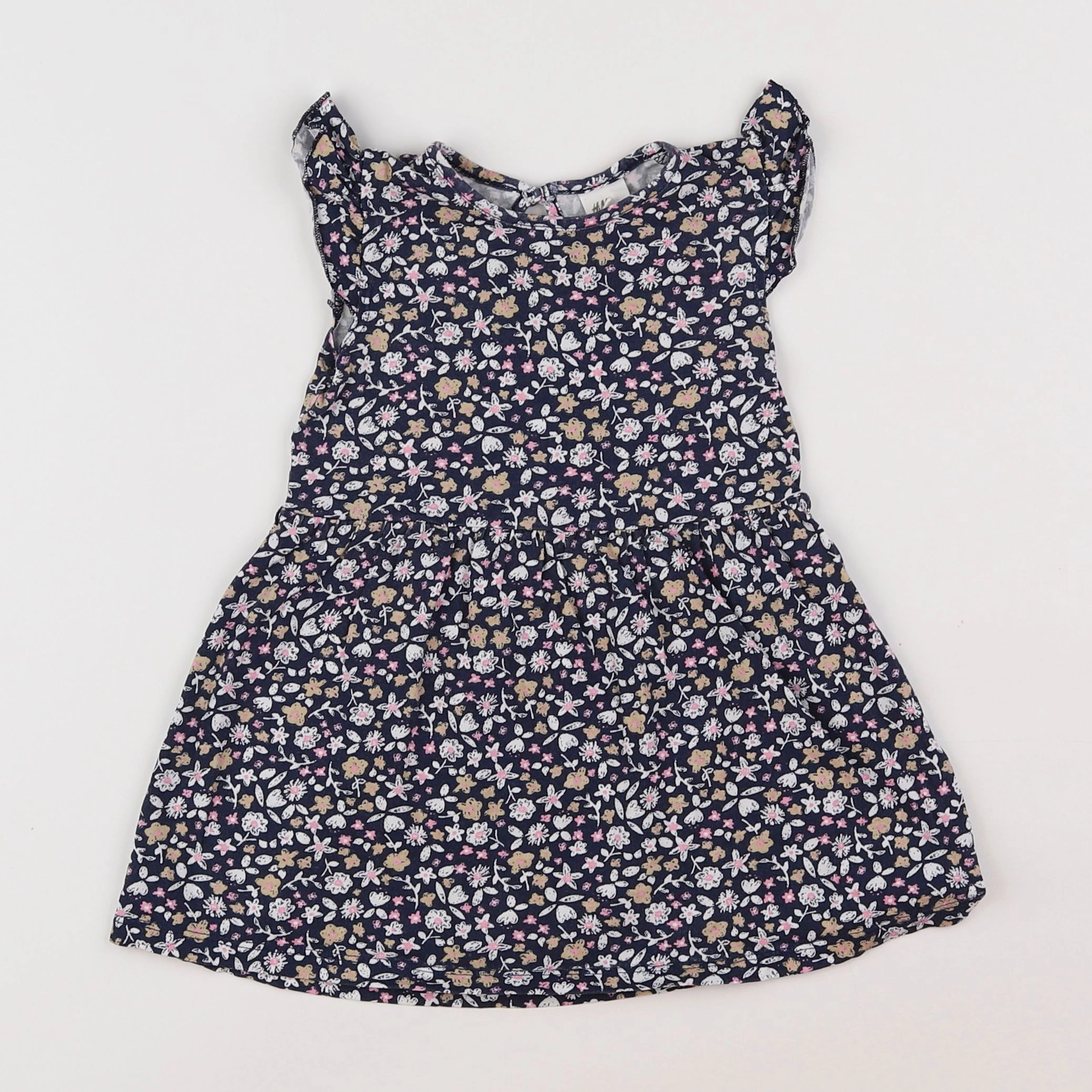H&M - robe bleu, rose - 9/12 mois