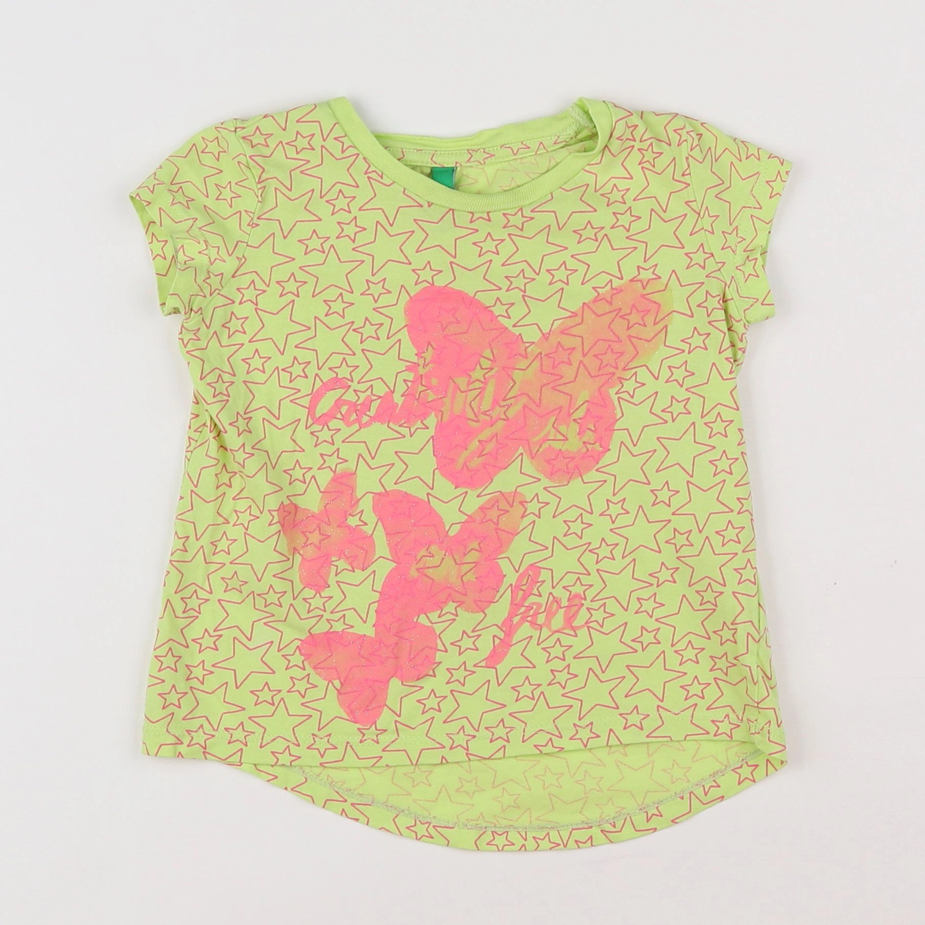 Benetton - tee-shirt vert, rose - 12 mois